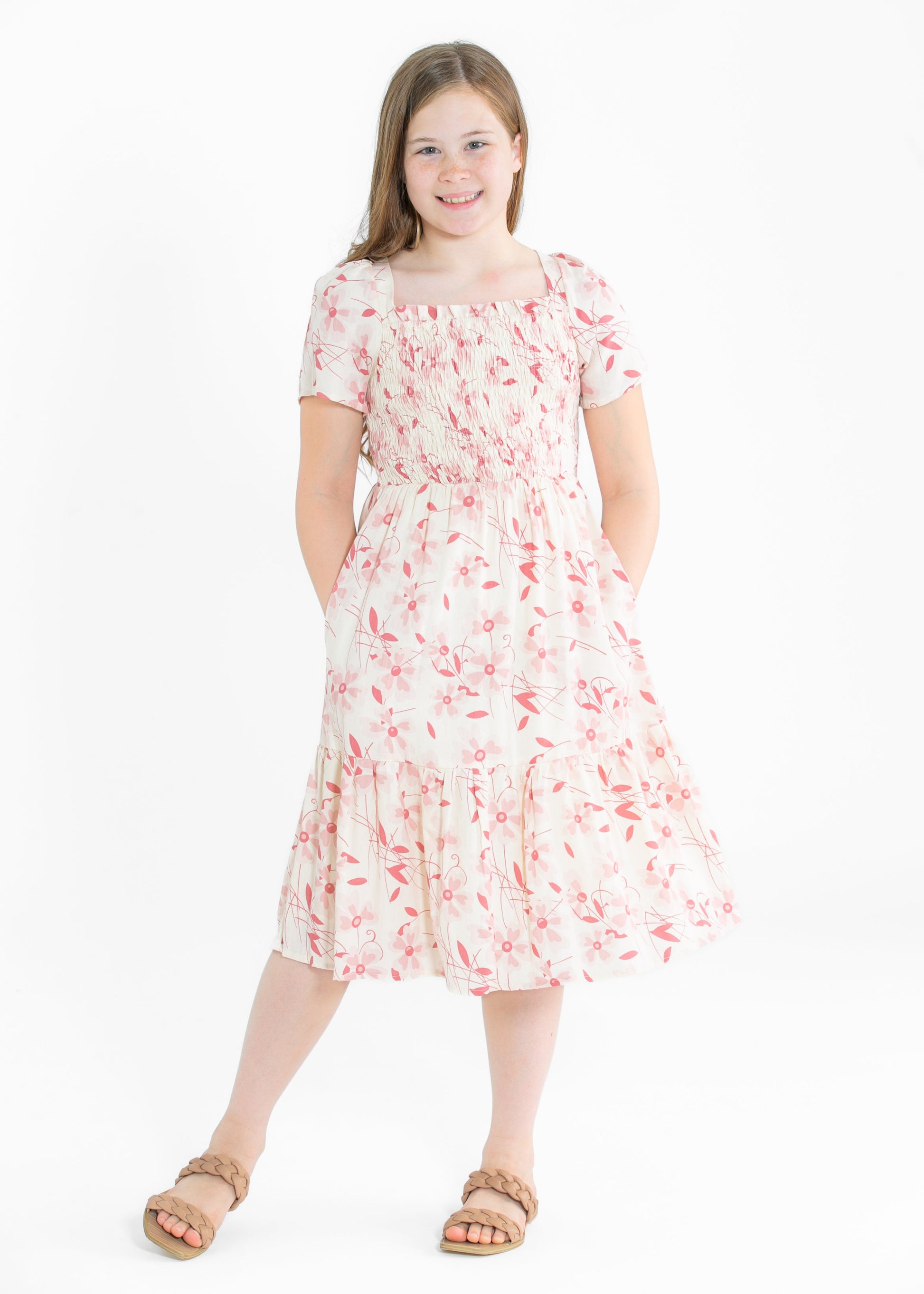 Girl's Summer Cap Sleeve Midi Dress IC Girls