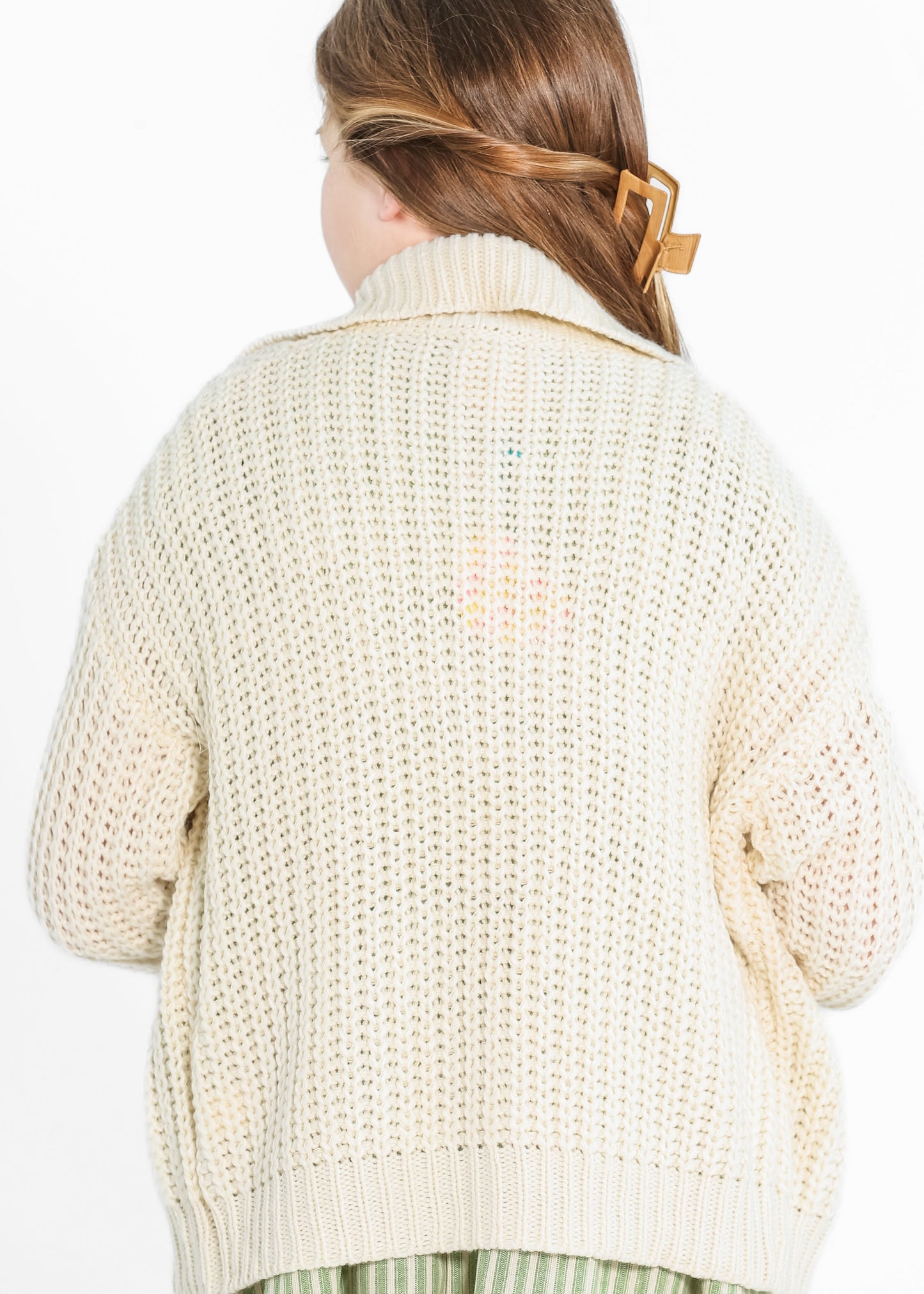 Girl's Zip-up Cream Knit Sweater - FINAL SALE FF Girls