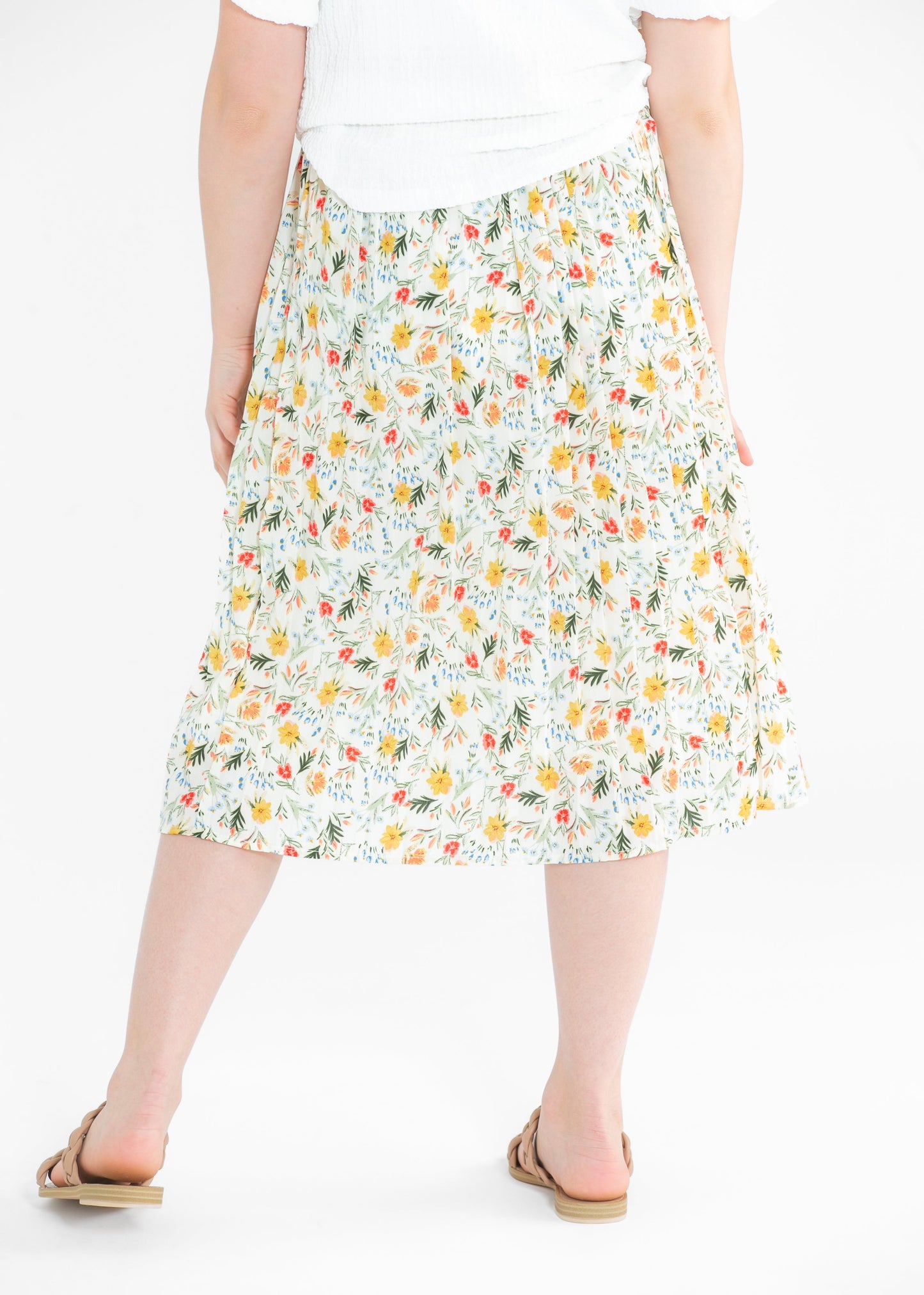 Girls Floral Print Pleated Midi Skirt FF Girls