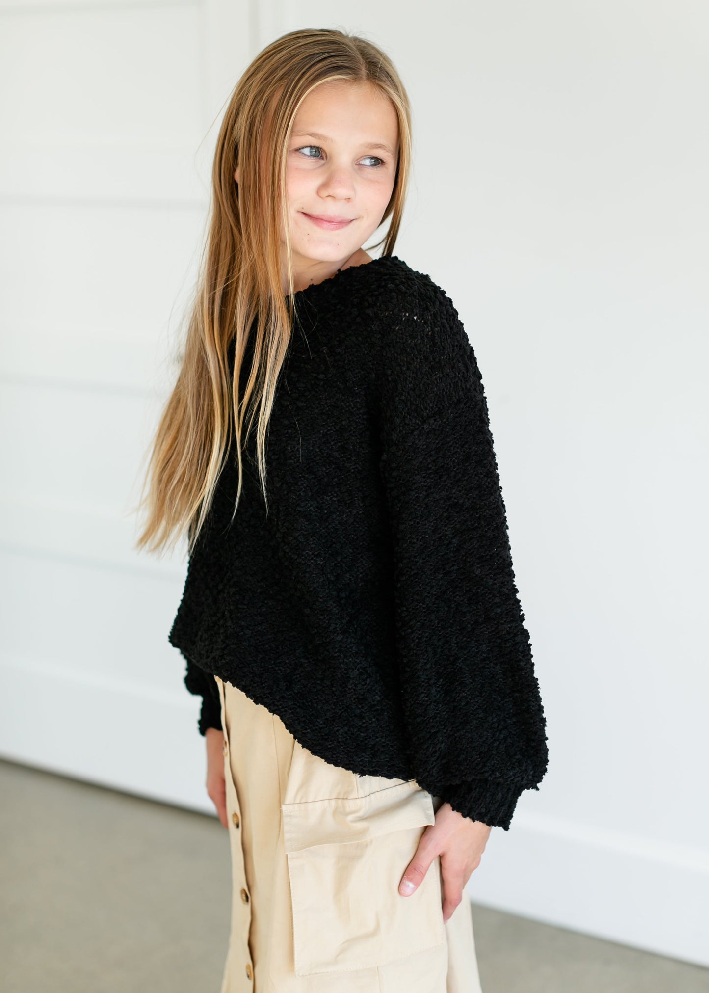 Girls Popcorn Knit Pullover Sweater FF Girls