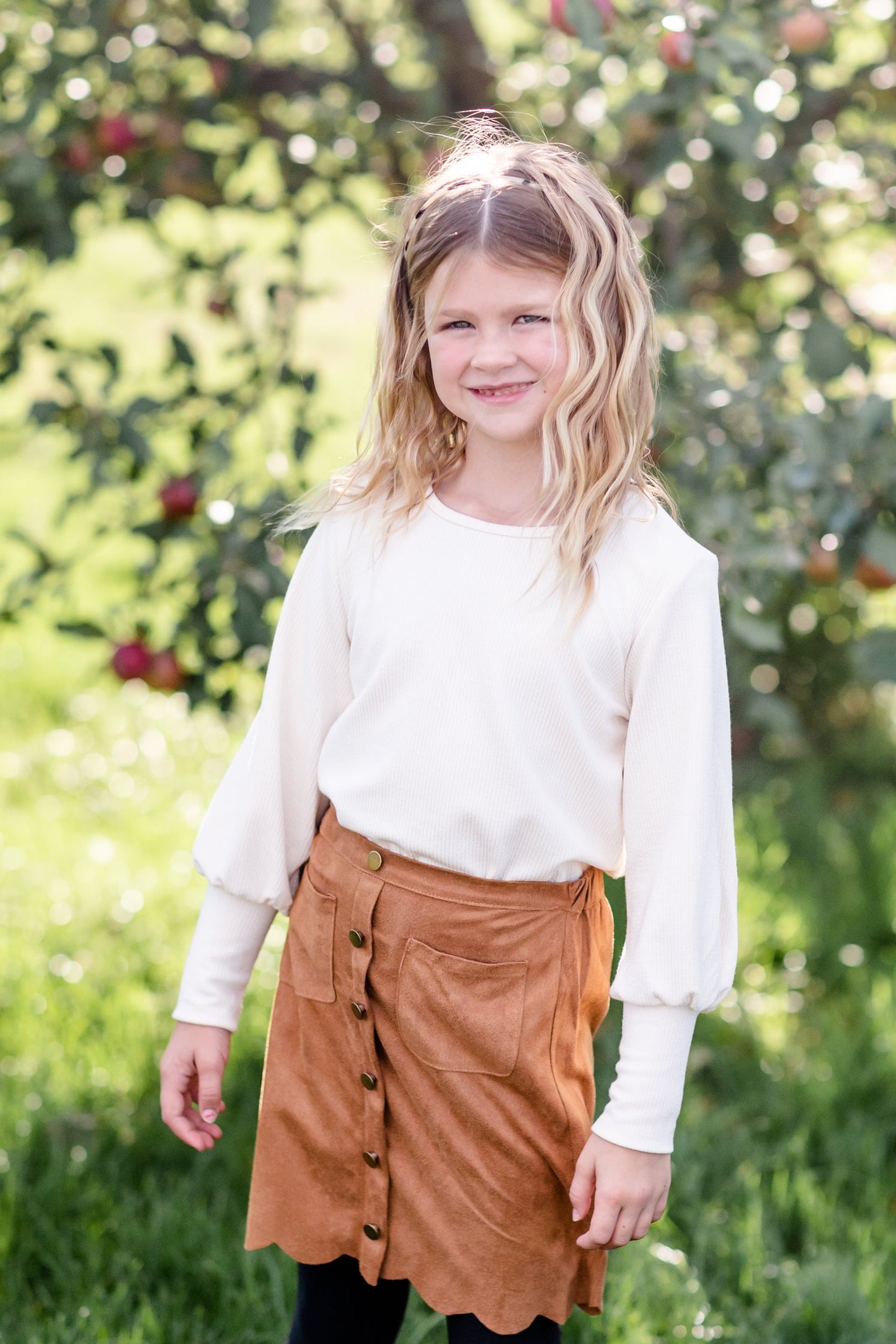 Girls Textured Rib Exaggerated Cuff Knit Top FF Girls
