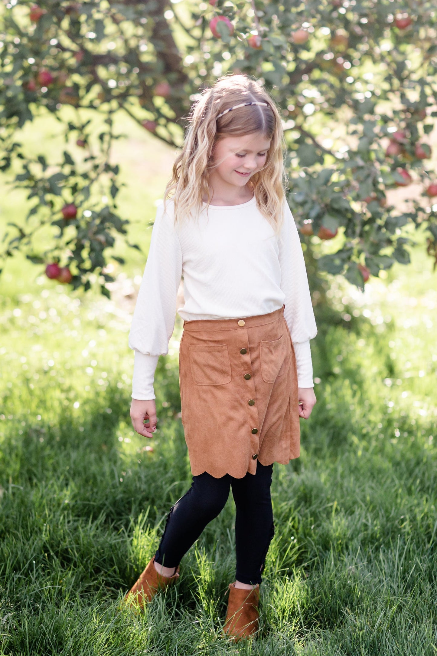 Girls Textured Rib Exaggerated Cuff Knit Top FF Girls