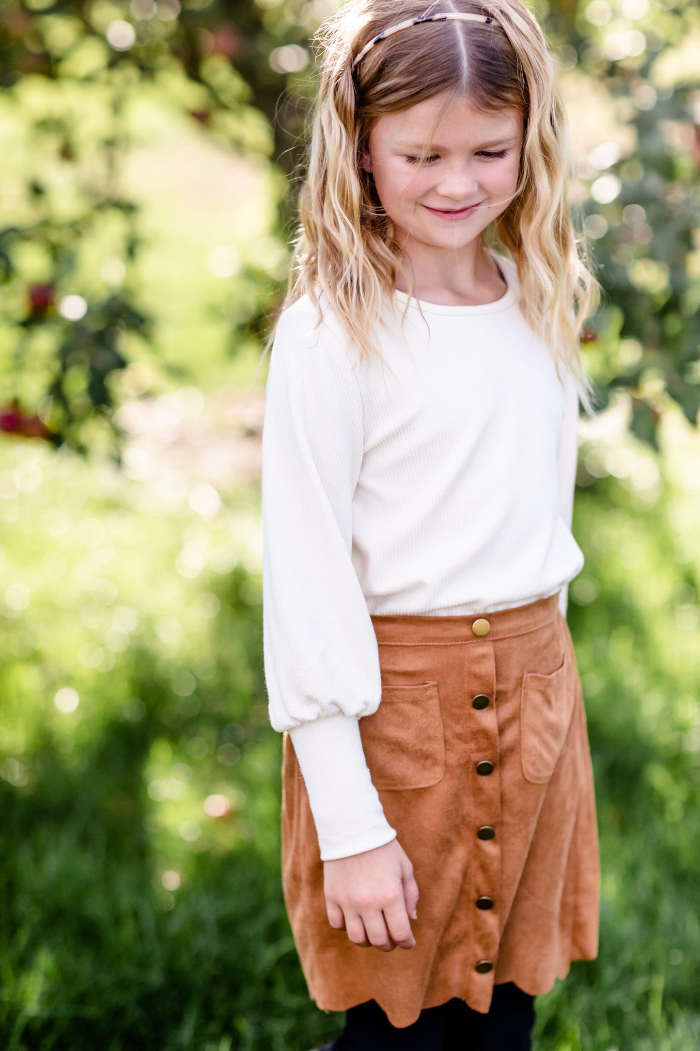 Girls Textured Rib Exaggerated Cuff Knit Top FF Girls