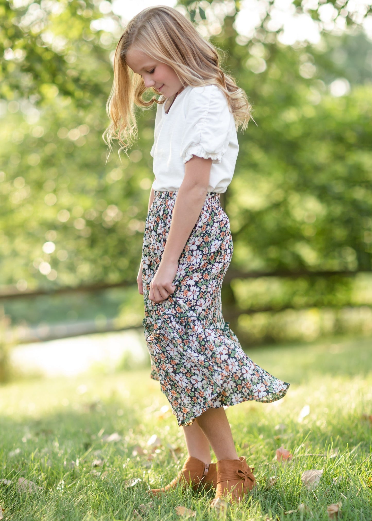 Girls V-Neck Puff Sleeve Top - FINAL SALE FF Girls