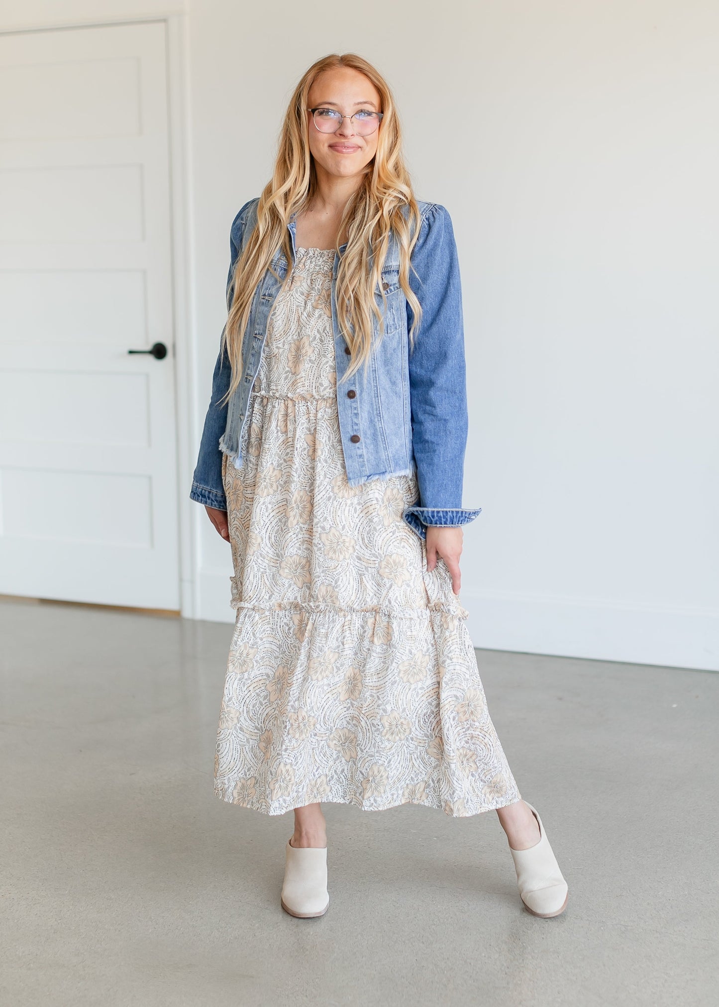 Golden Floral Tiered Maxi Dress FF Dresses
