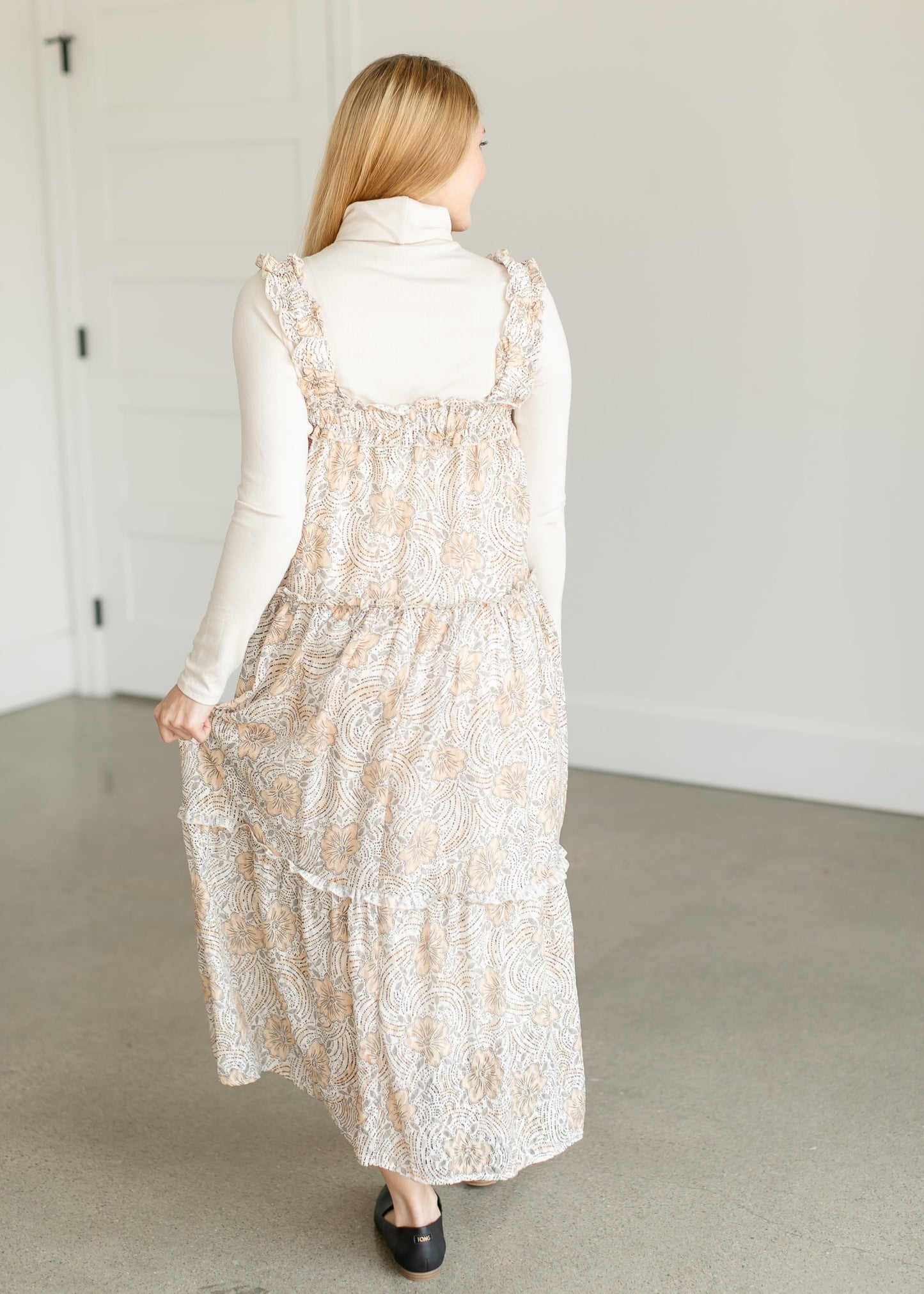 Golden Floral Tiered Maxi Dress FF Dresses