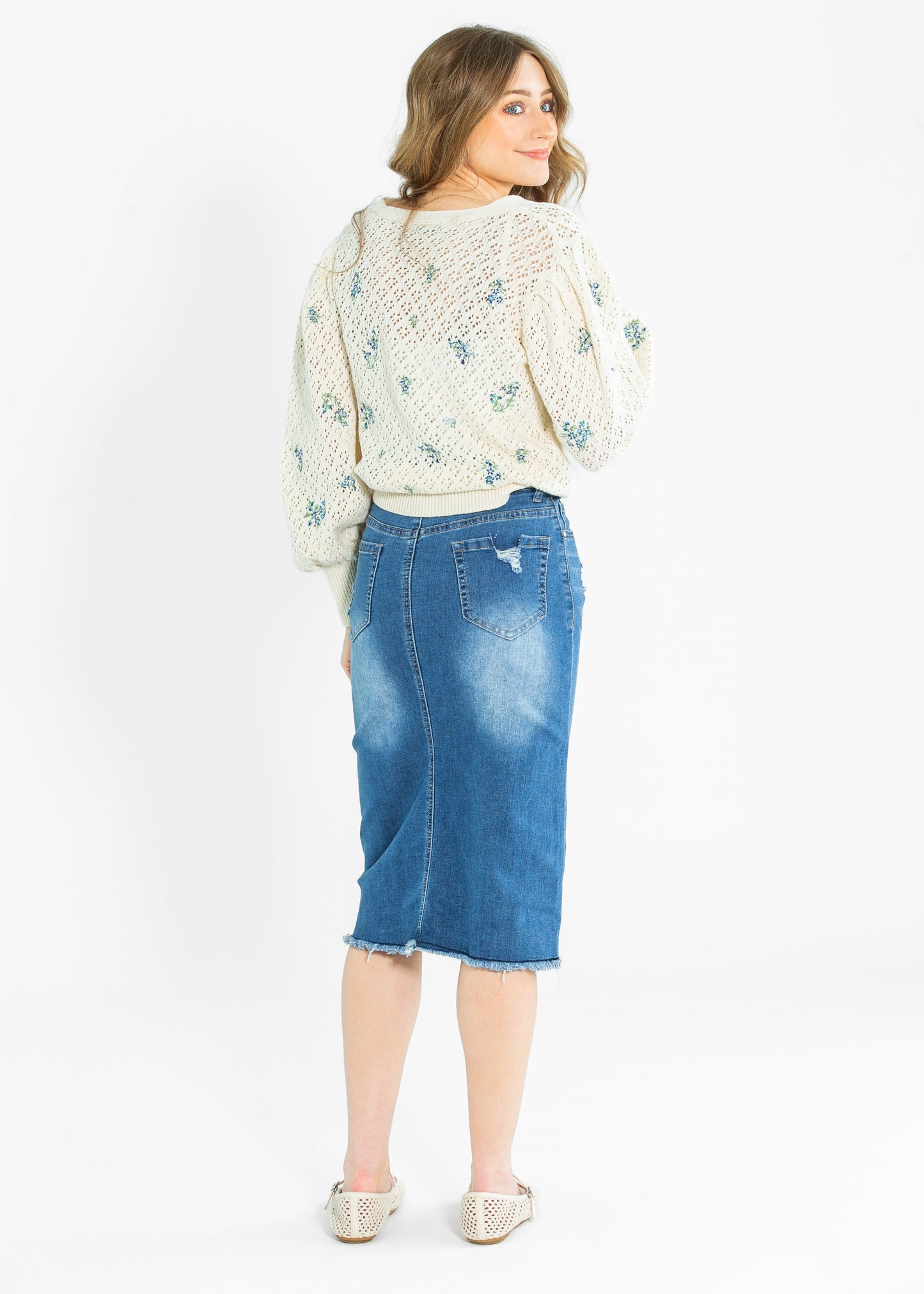 Hadley High Rise Denim Midi Skirt IC Skirts