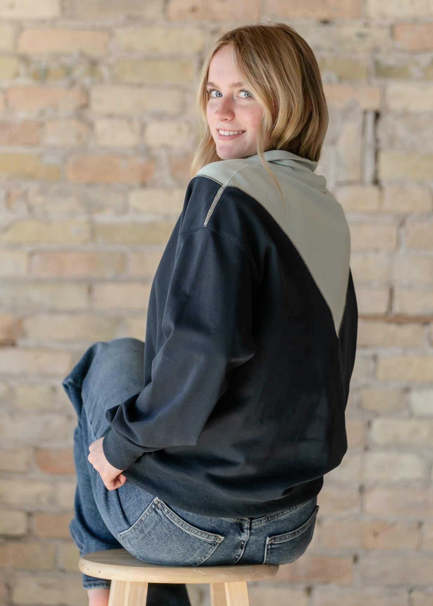 Half Snap Long Sleeve Pullover FF Tops