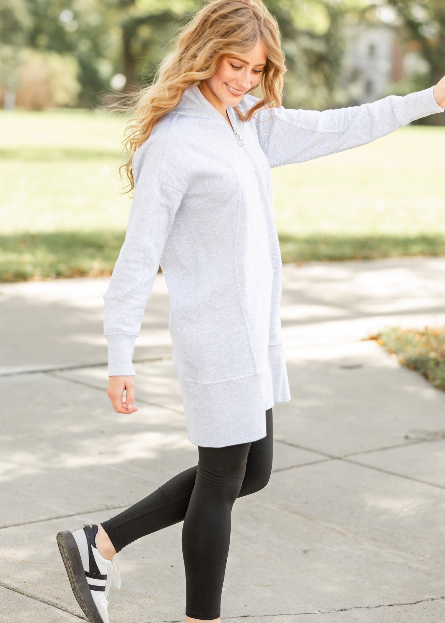 Half Zip Pullover Sweatshirt Dress FF Dresses