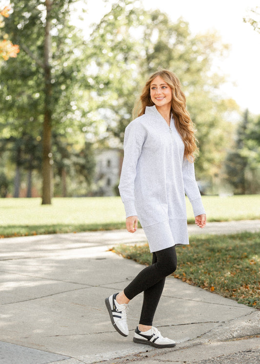 Half Zip Pullover Sweatshirt Dress FF Dresses