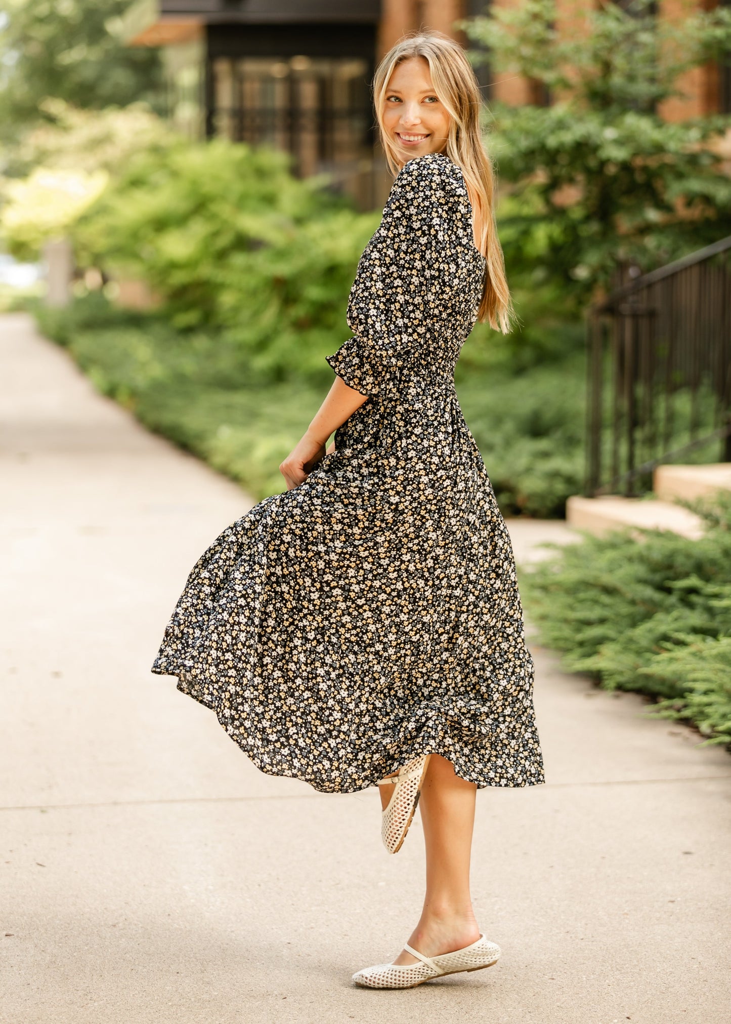 Harlow 3/4 Sleeve Dress FF Dresses