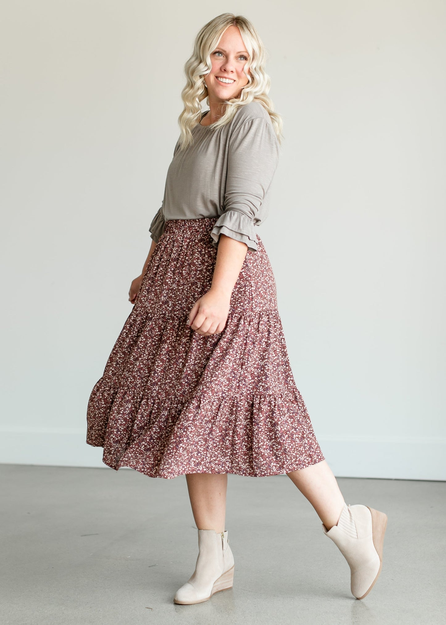 Harlow Floral Tiered Midi Skirt IC Skirts