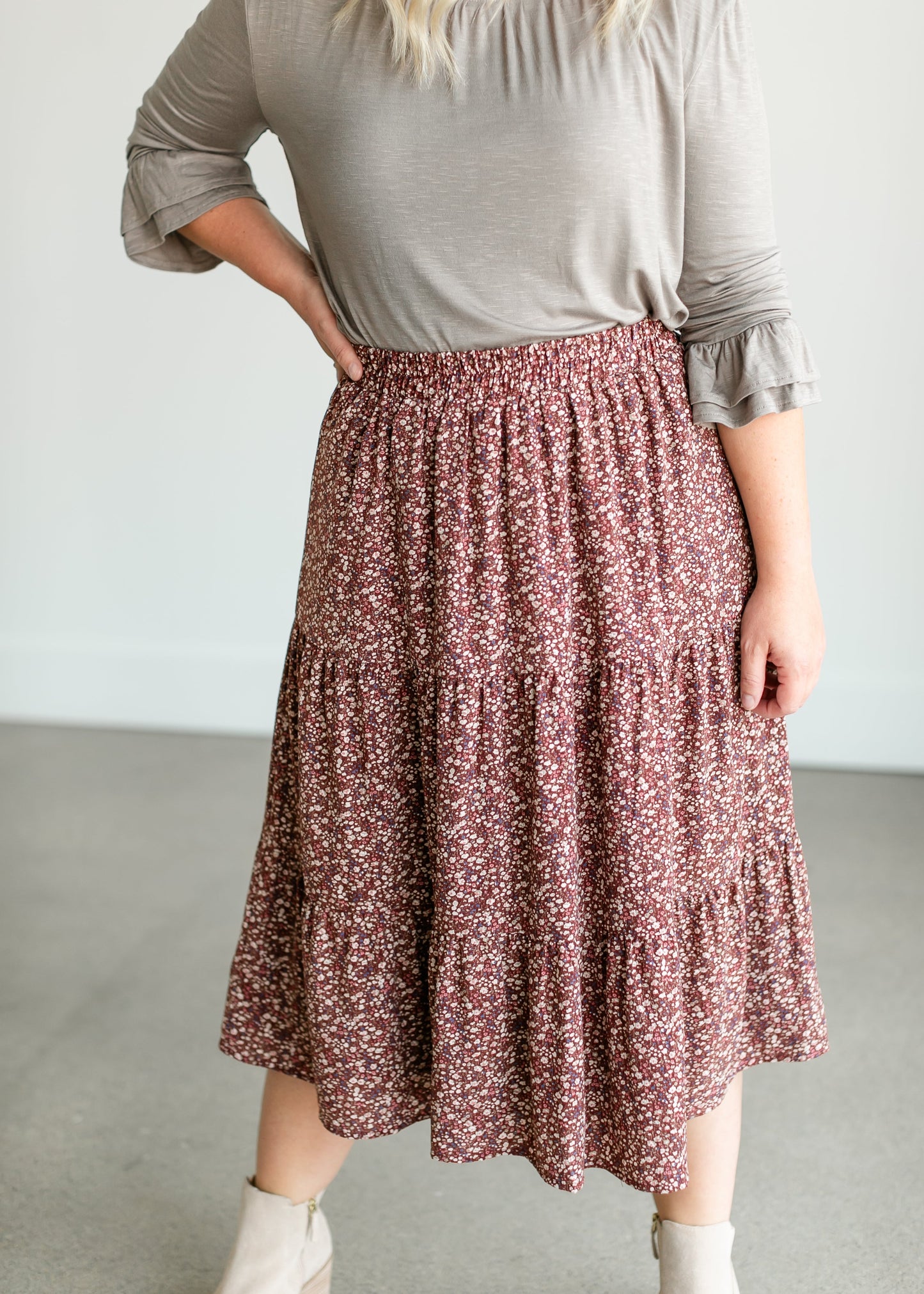 Harlow Floral Tiered Midi Skirt IC Skirts