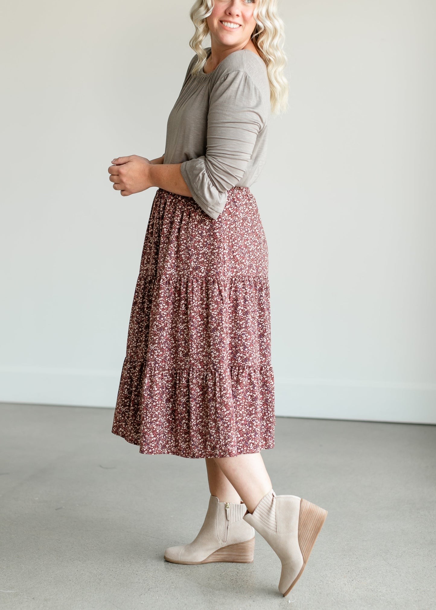 Harlow Floral Tiered Midi Skirt IC Skirts