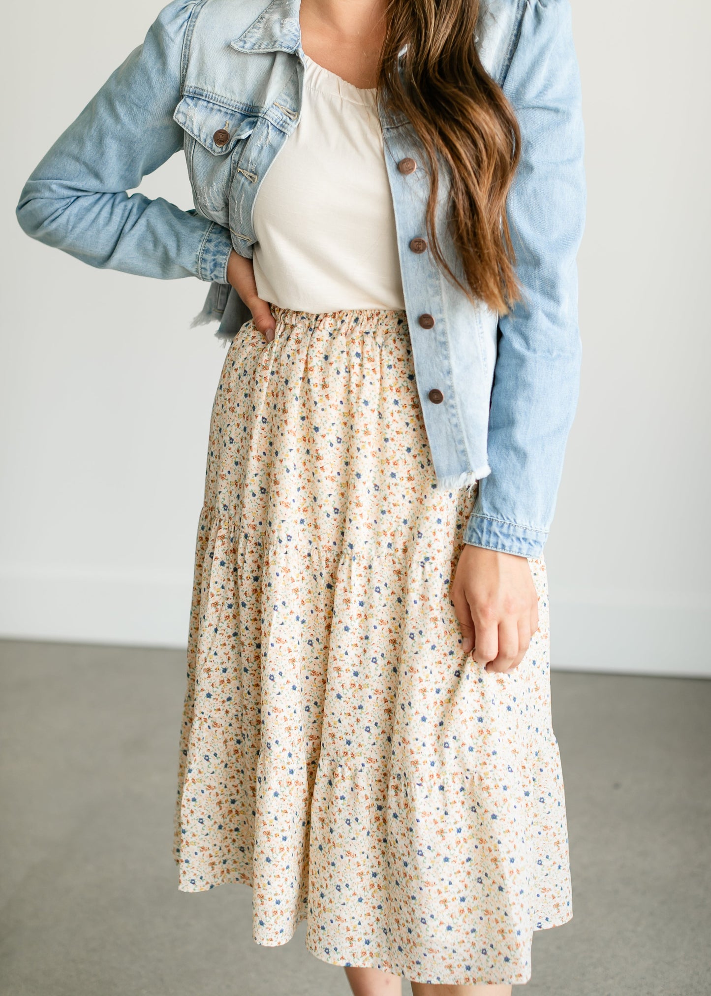 Harlow Floral Tiered Midi Skirt IC Skirts