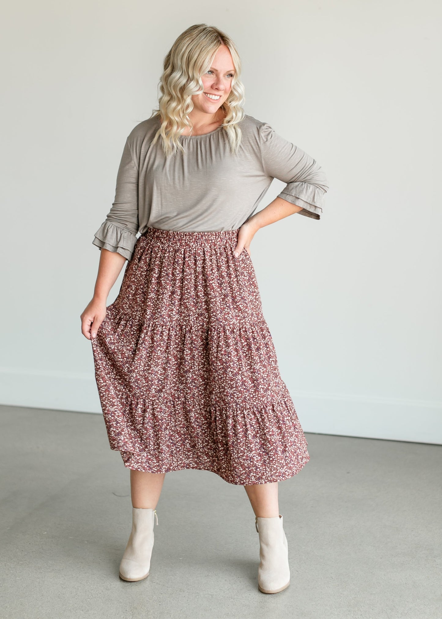 Harlow Floral Tiered Midi Skirt IC Skirts