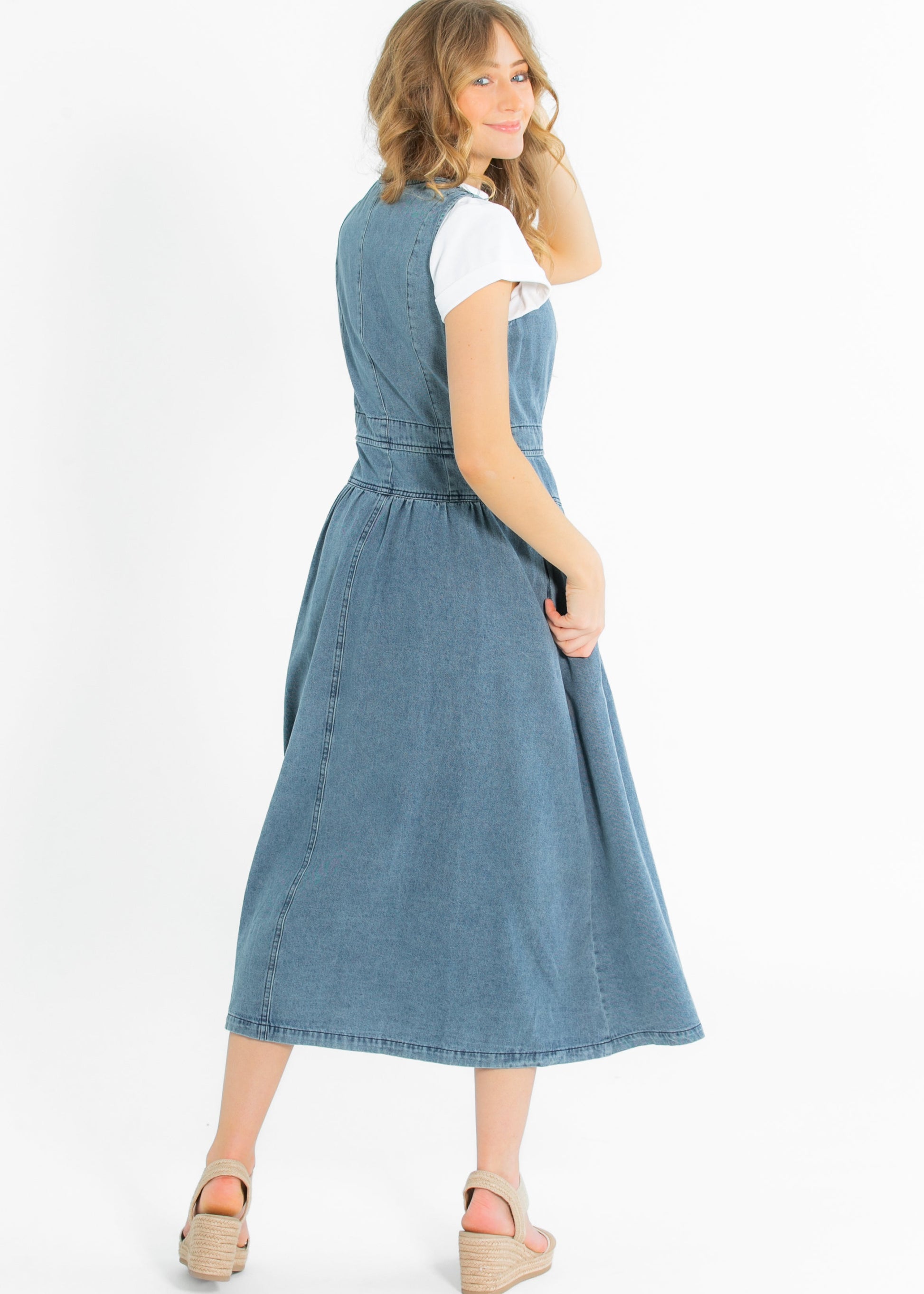 Heartloom® Jamie Front Button Denim Midi Dress FF Dresses