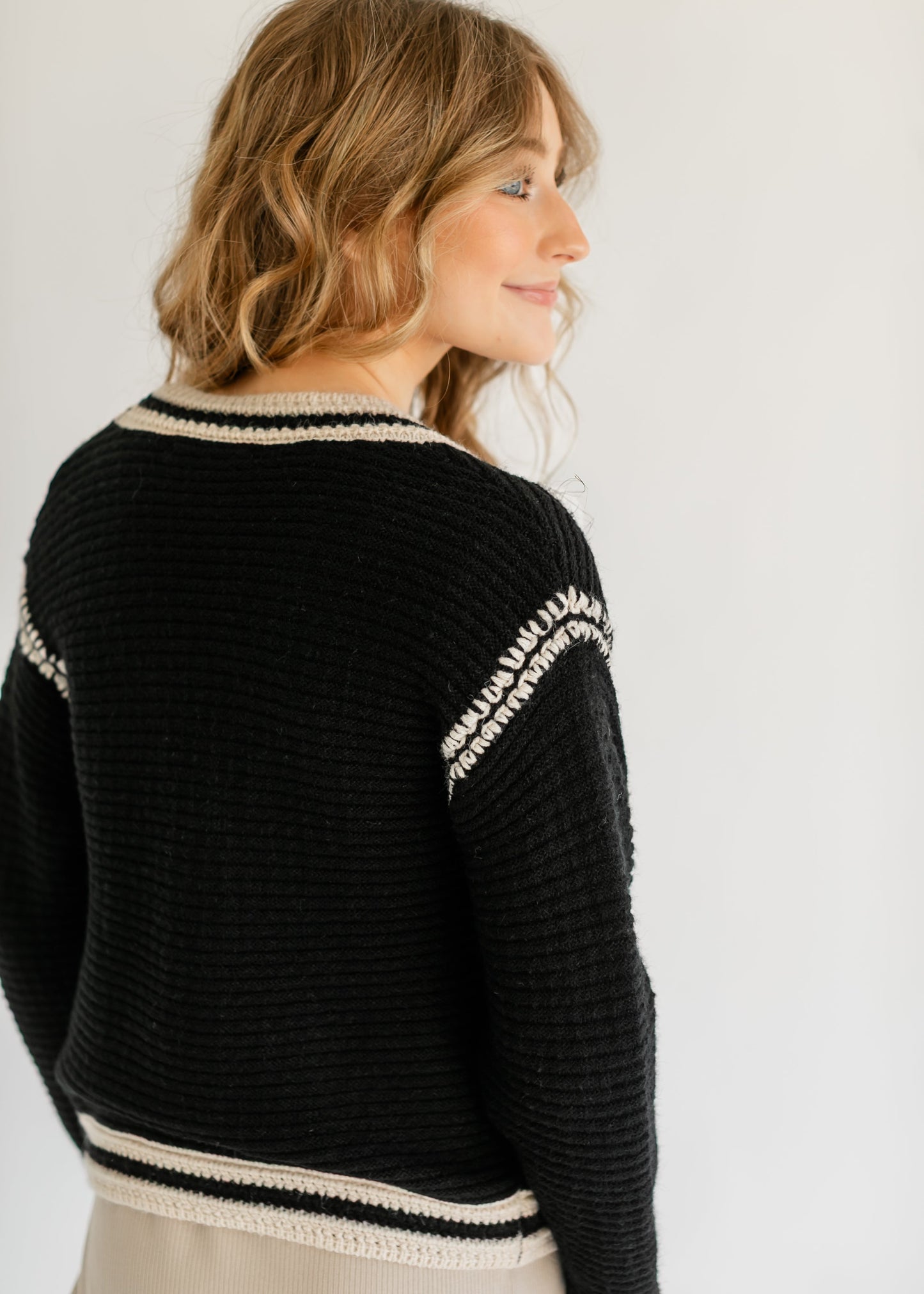 Heartloom® Kenya Button Front Contrast Stripe Cardigan - FINAL SALE FF Tops