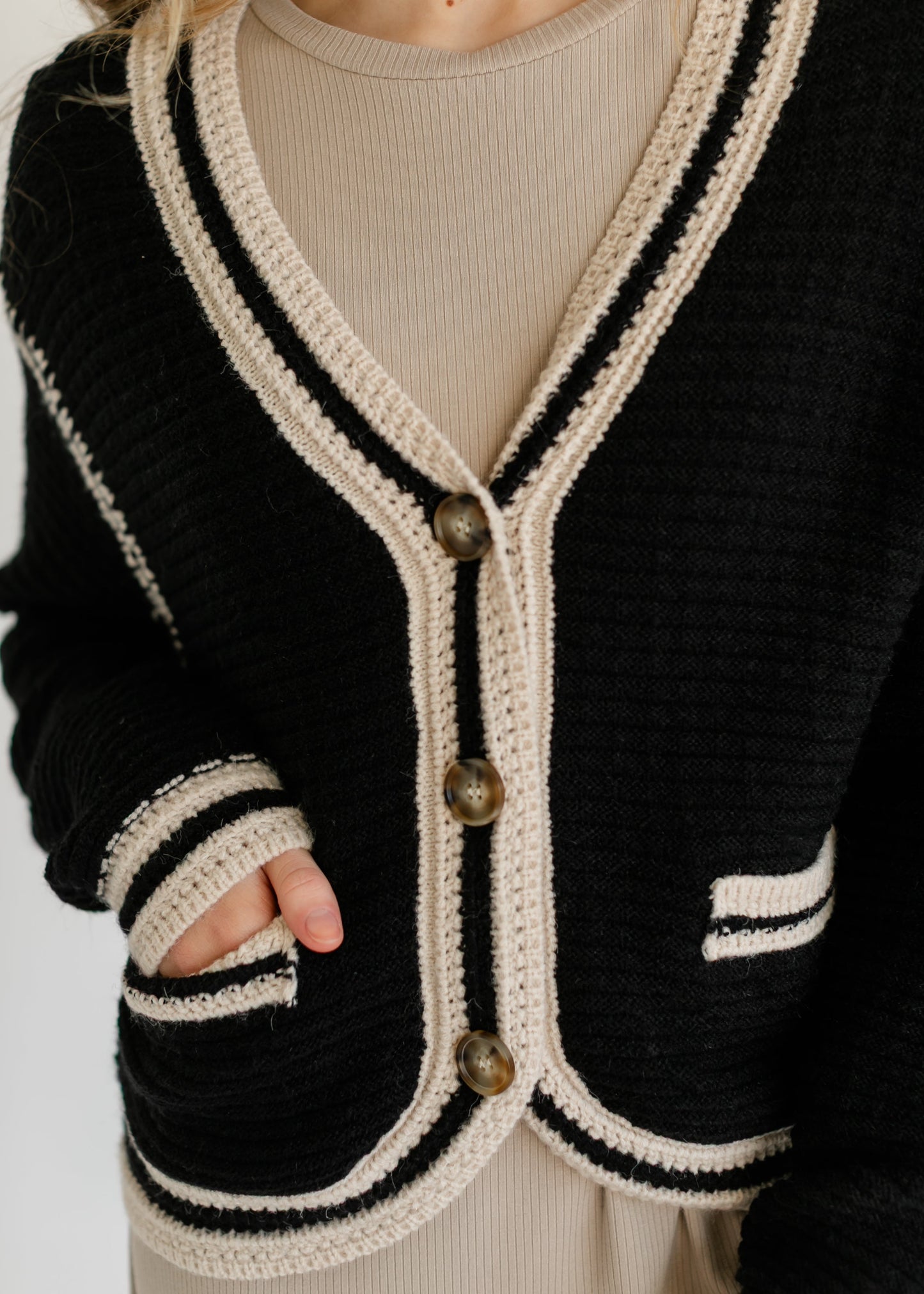 Heartloom® Kenya Button Front Contrast Stripe Cardigan - FINAL SALE FF Tops