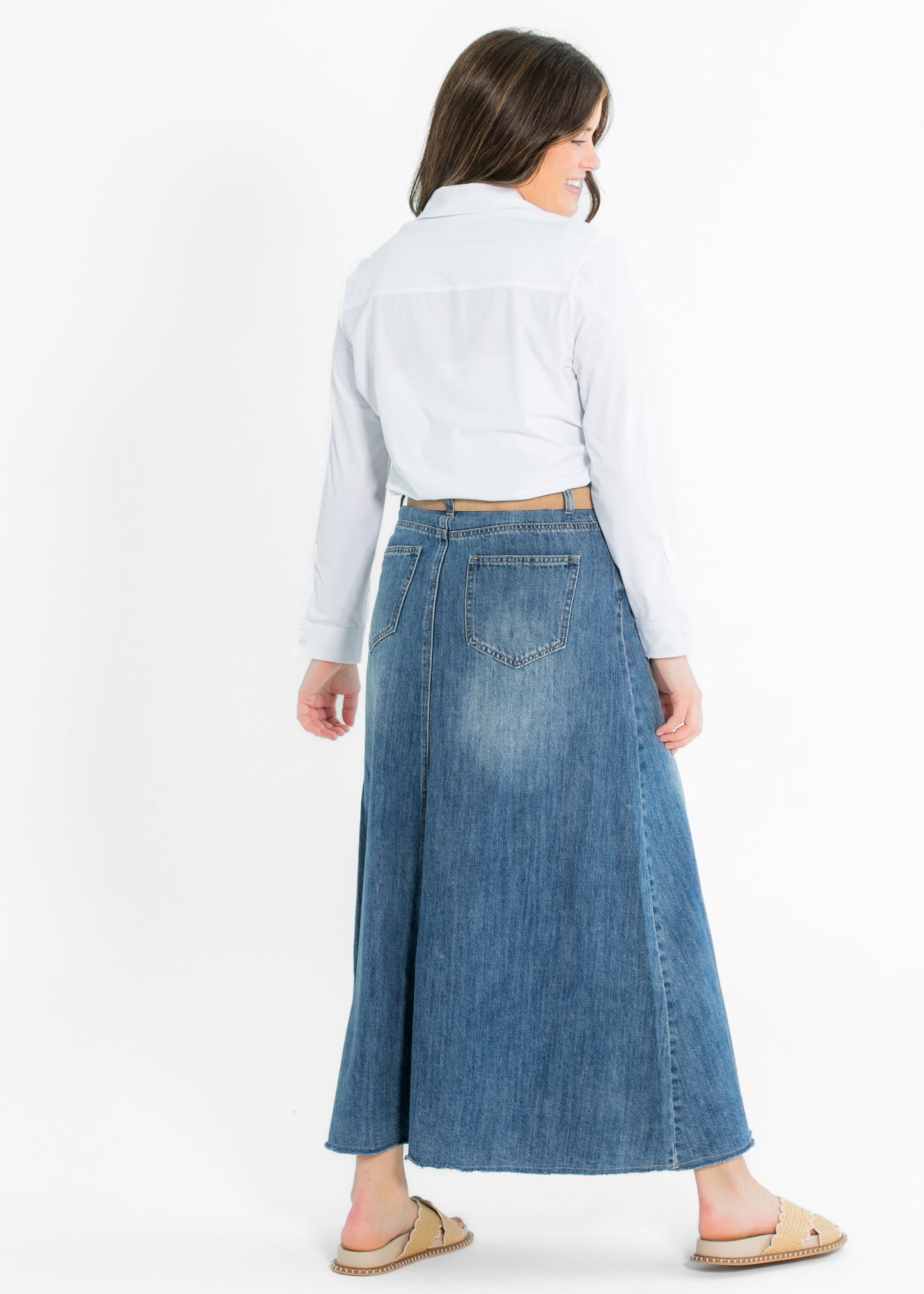 Heartloom® Kiera A-line Denim Maxi Skirt FF Skirts