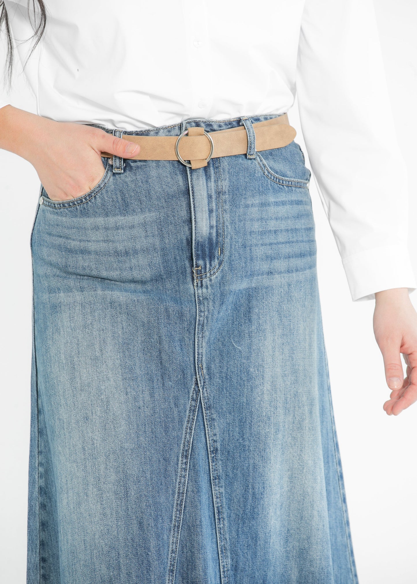 Heartloom® Kiera A-line Denim Maxi Skirt FF Skirts