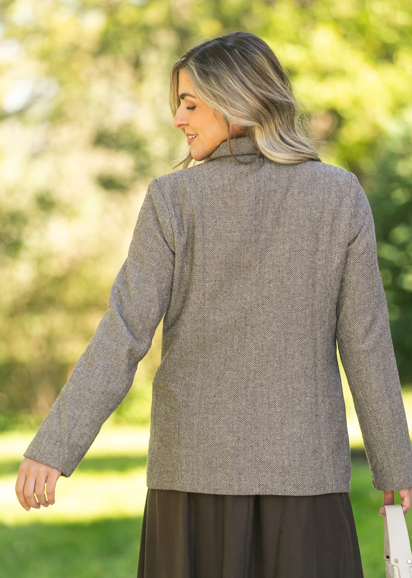Herringbone Single Button Blazer FF Layering Essentials