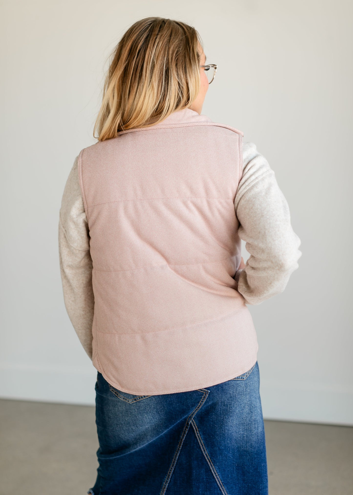 Herringbone Zip-up Vest FF Tops