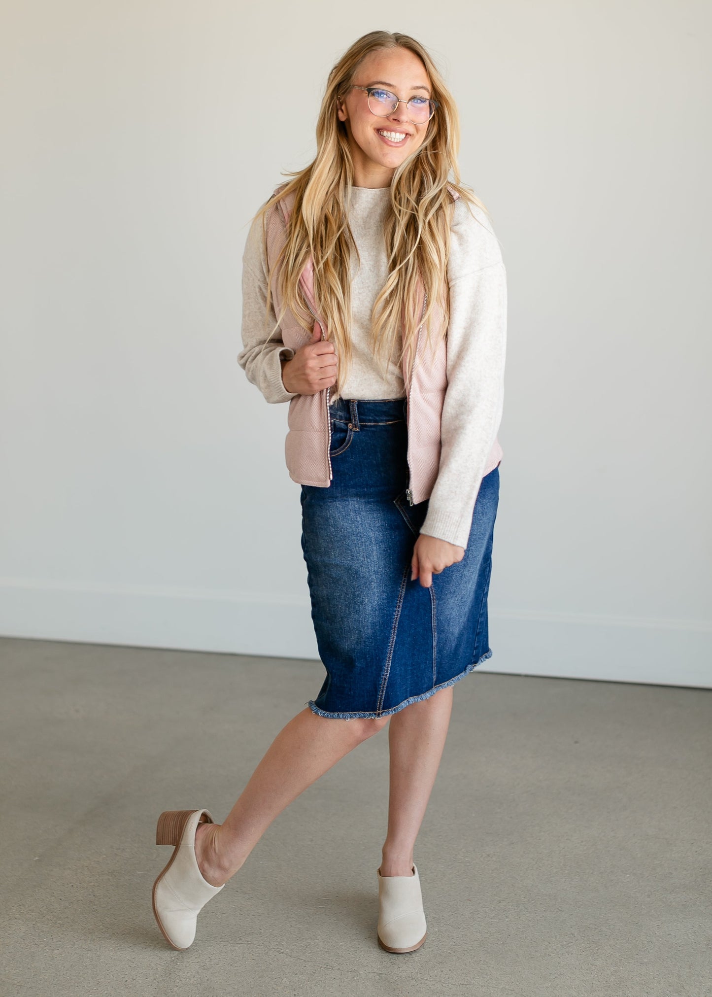 Herringbone Zip-up Vest FF Tops