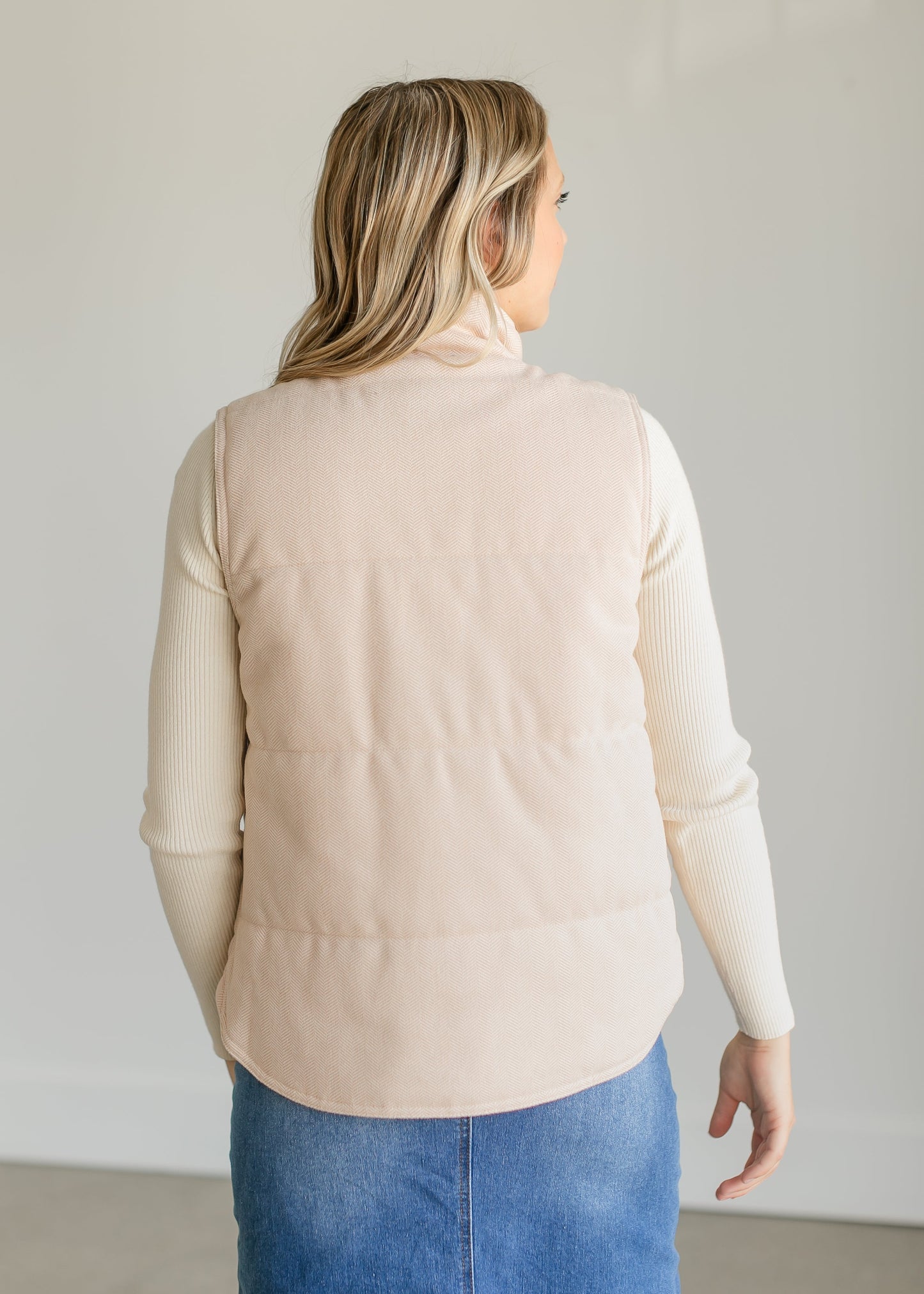 Herringbone Zip-up Vest FF Tops