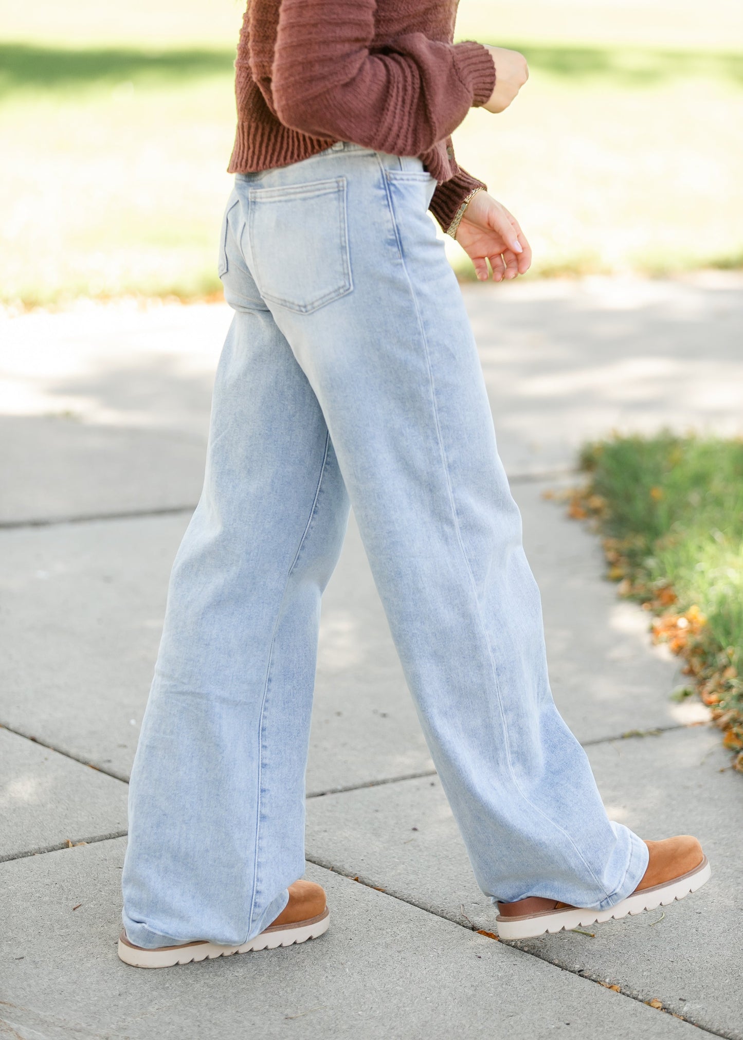 High Rise Full Length Wide Leg Jeans FF Pants