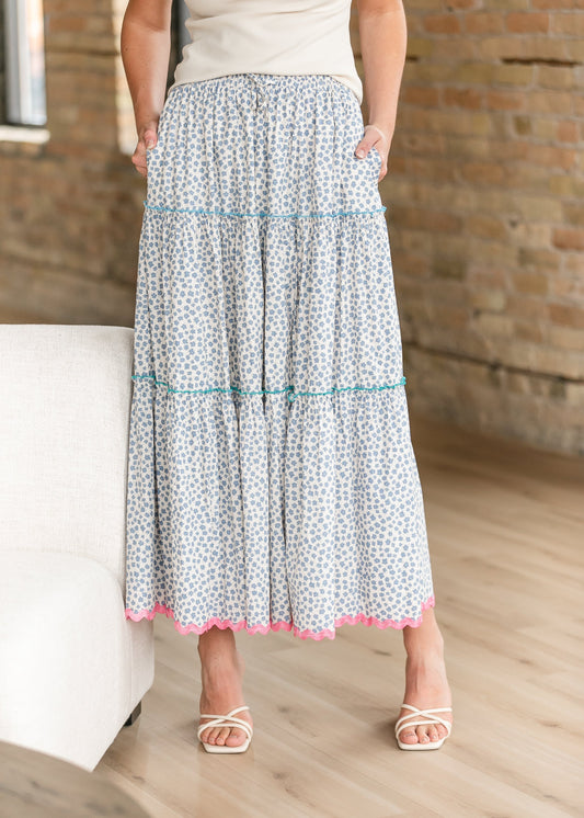 Indy Floral Trimmed Tiered Maxi Skirt FF Skirts