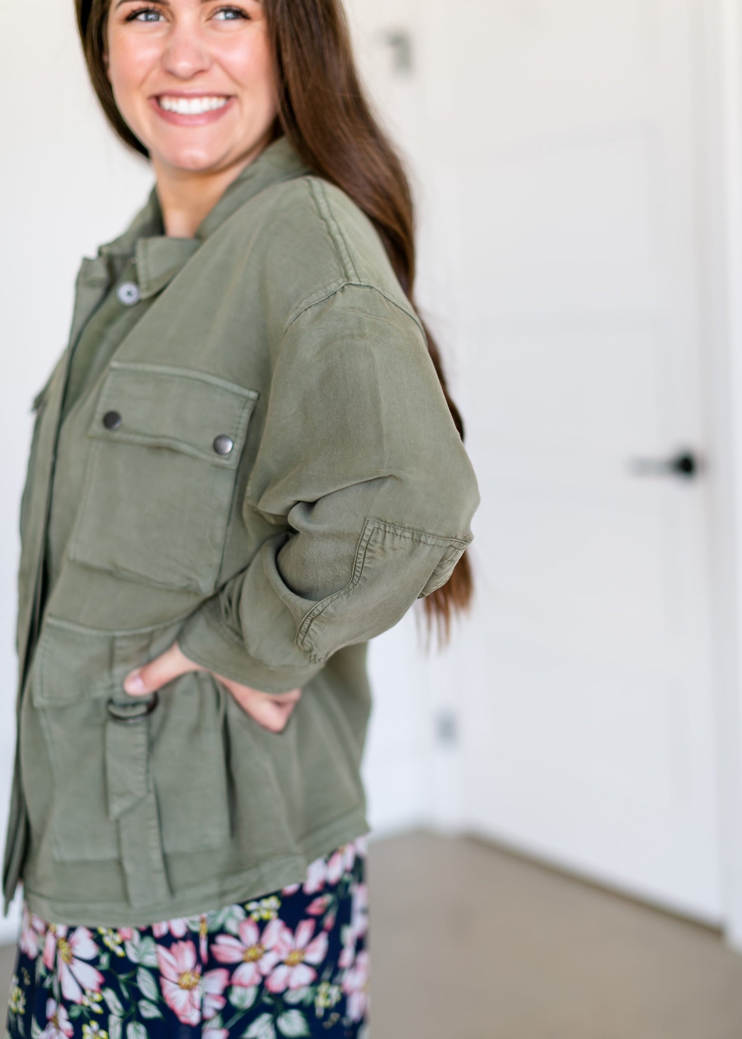 Ingrid Olive Utility Jacket FF Tops
