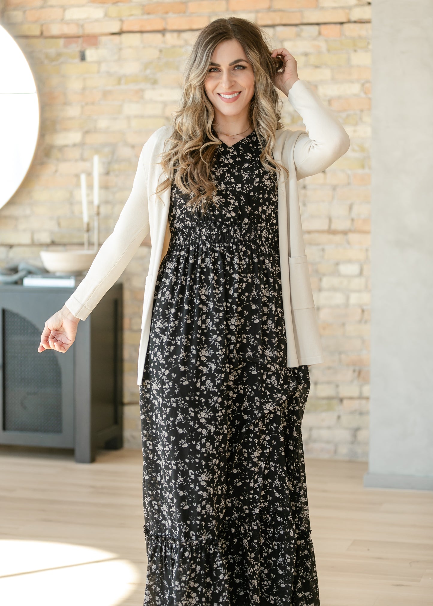Isabella Black Floral Flutter Sleeve Maxi Dress IC Dresses