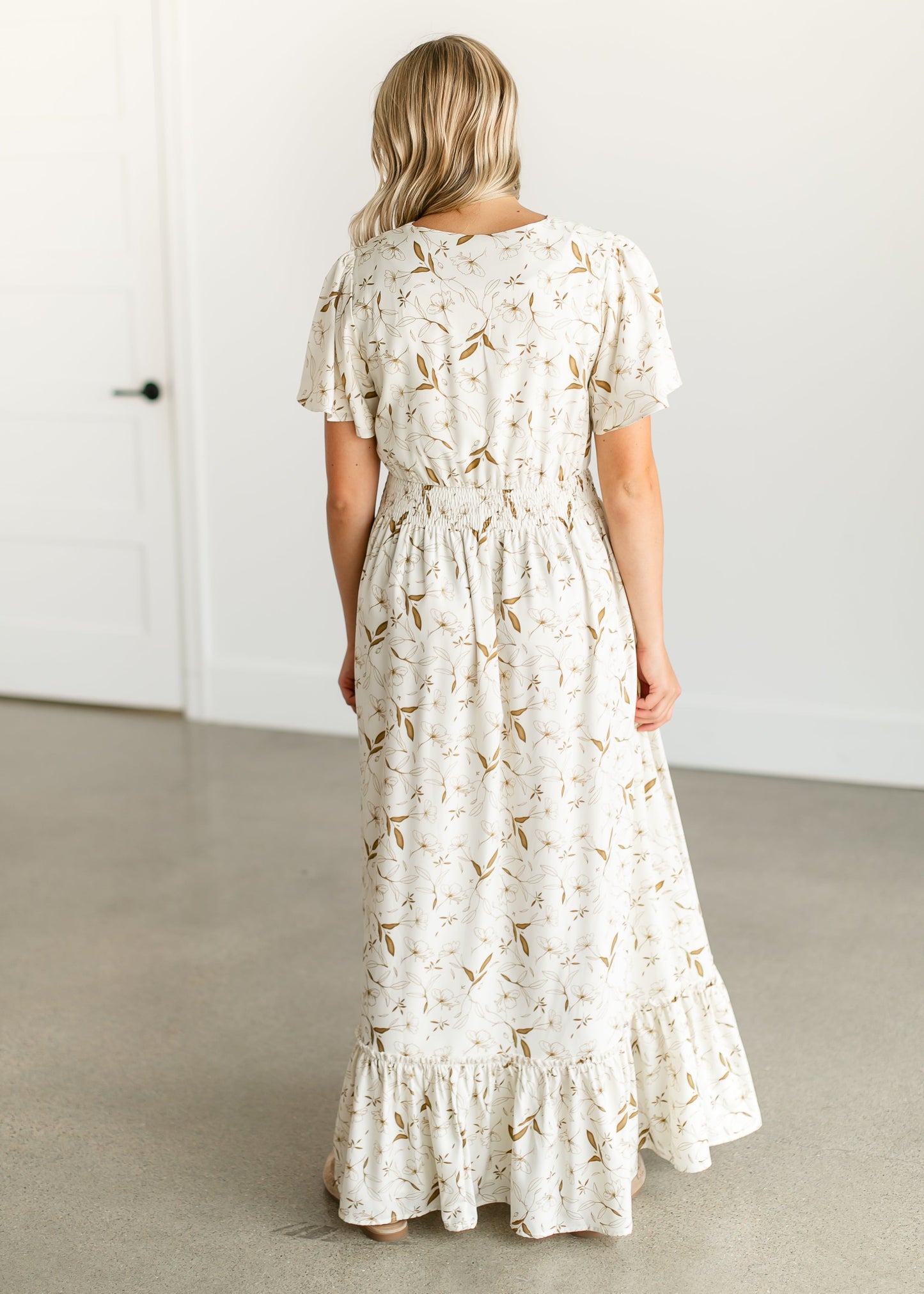 Isabella V Neck Flutter Sleeve Floral Maxi Dress IC Dresses