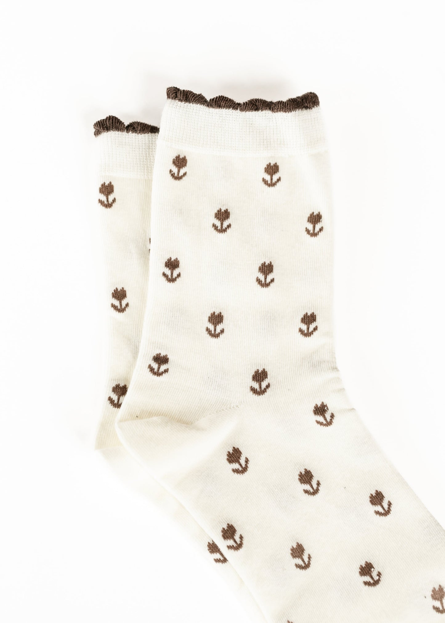 Ivory Crew Floral Cotton Sock Accessory