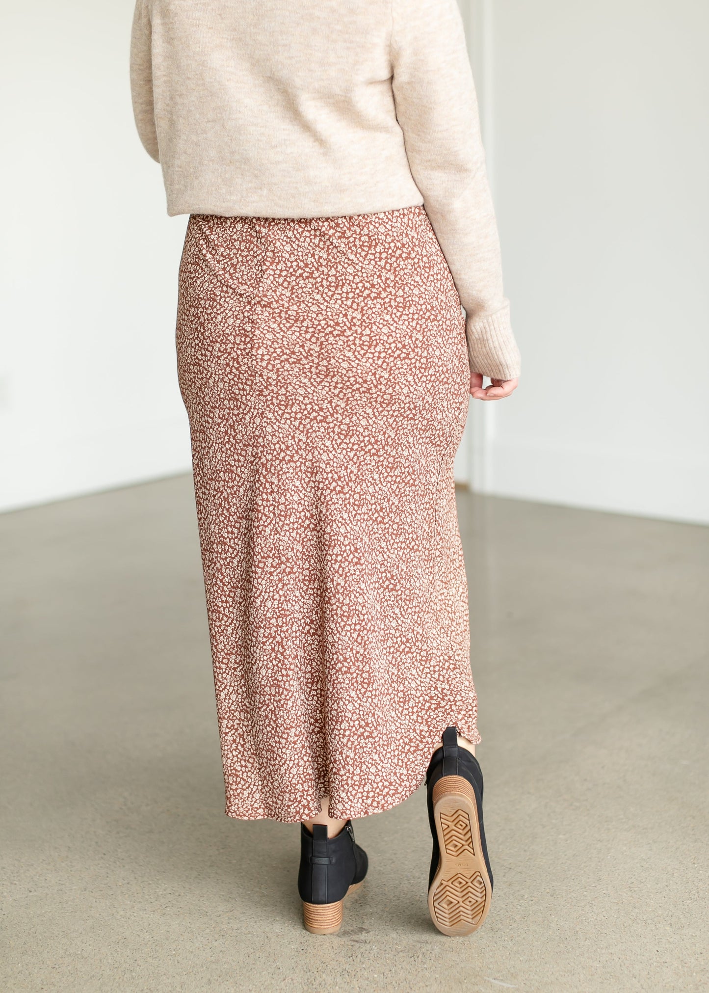 Ivory Ditsy Print Floral Midi Skirt FF Skirts