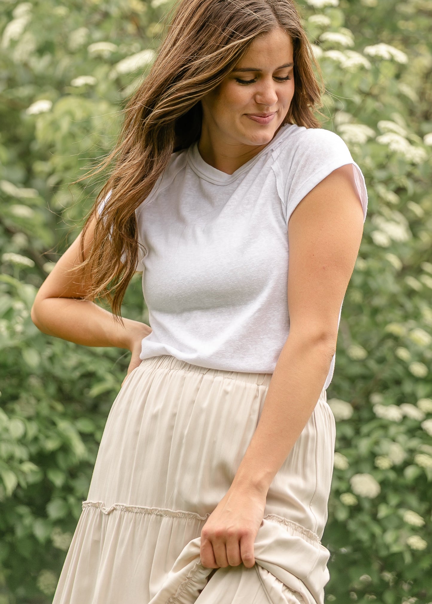 Ivy Lightweight Cap Sleeve Tee FF Tops White / S