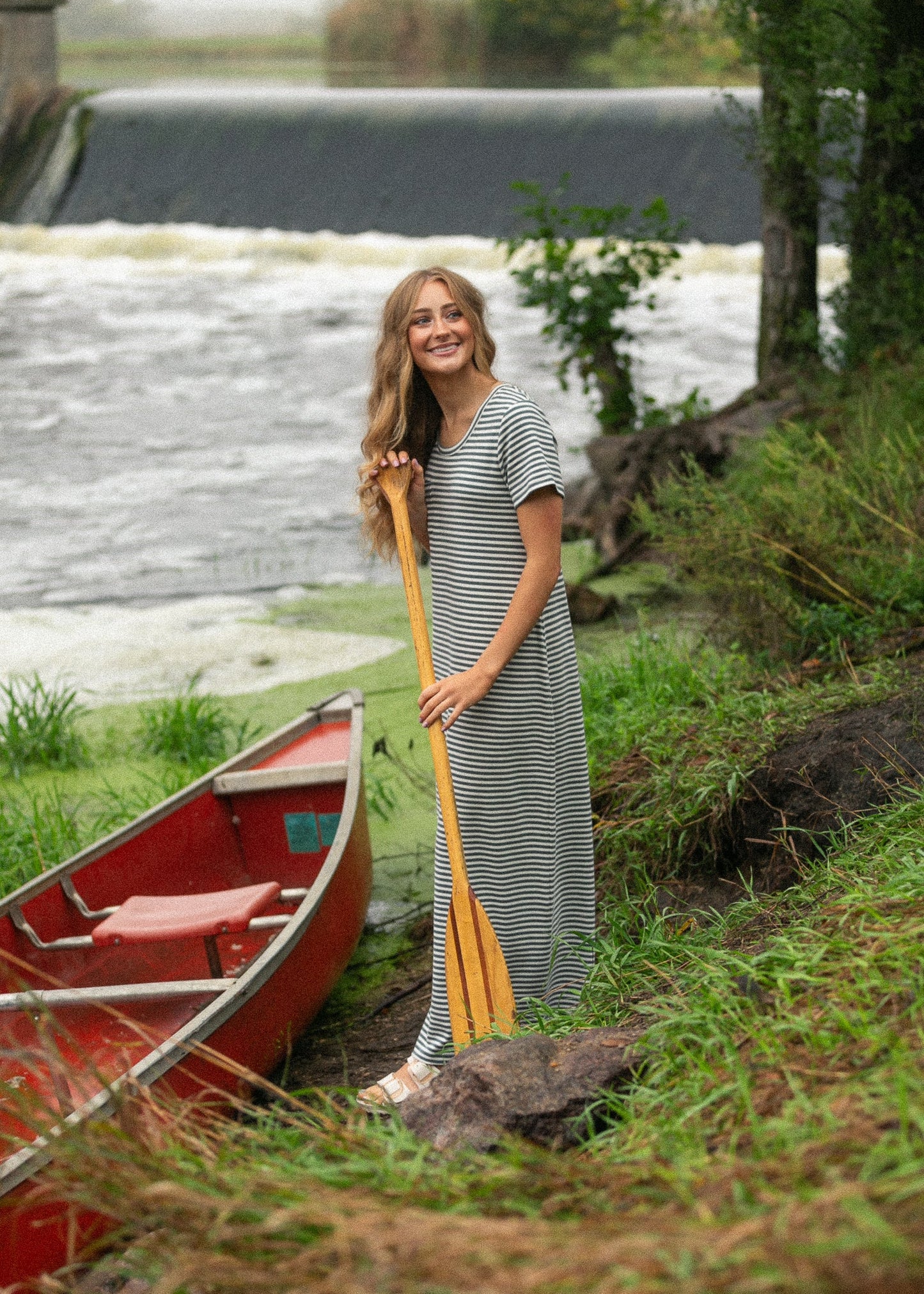 Jane Teal Stripe T-shirt Maxi Dress IC Dresses