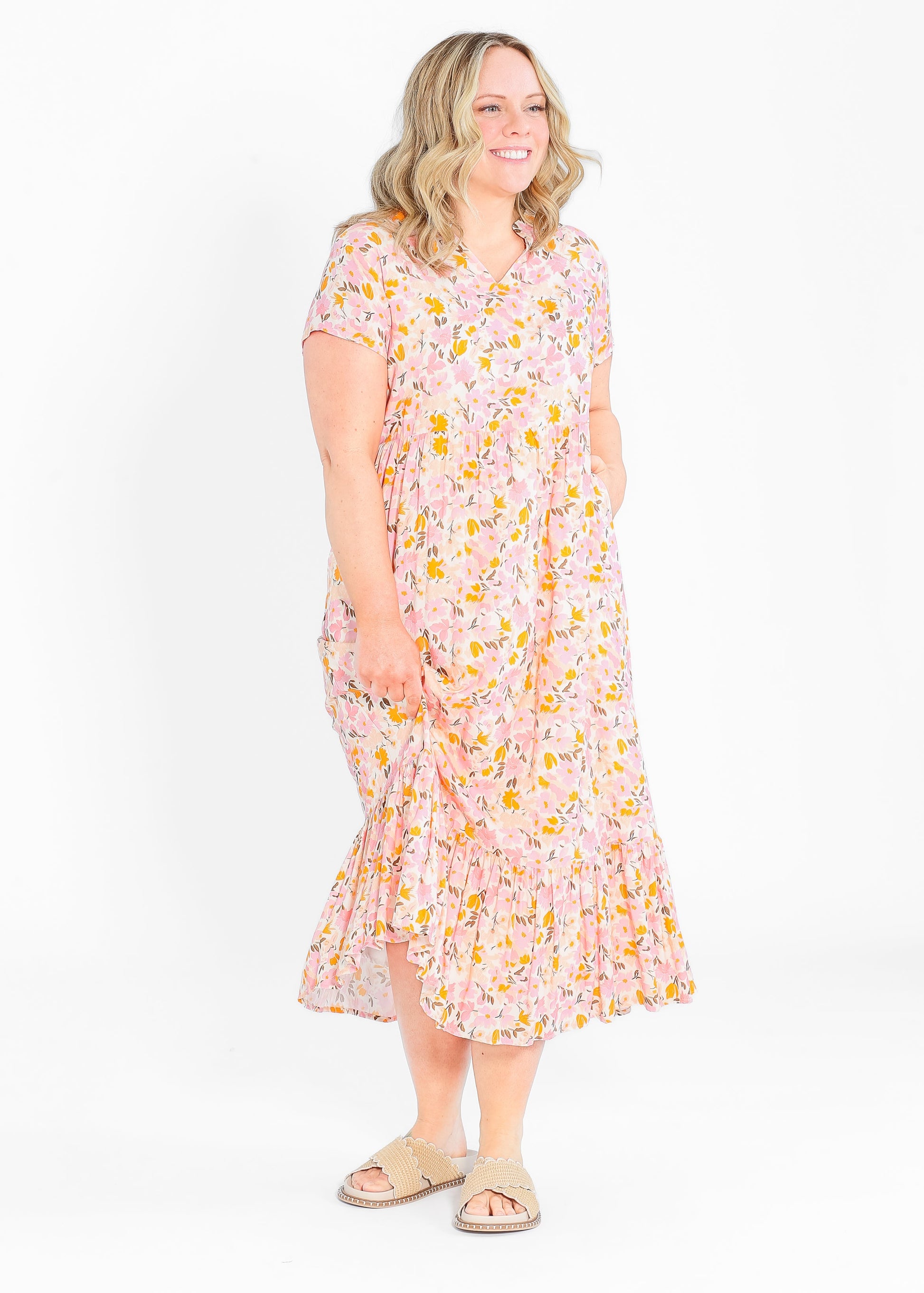 Jaydrien Floral Flutter Sleeve Maxi Dress IC Dresses