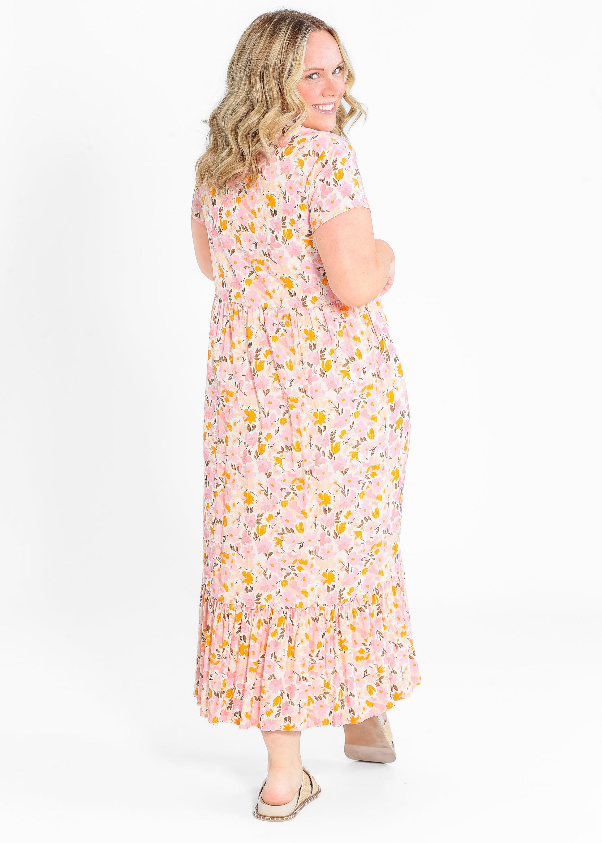 Jaydrien Floral Flutter Sleeve Maxi Dress IC Dresses
