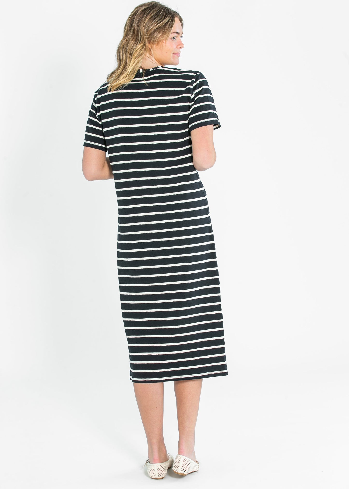 Jett Ivory Striped Cotton T-shirt Dress FF Dresses
