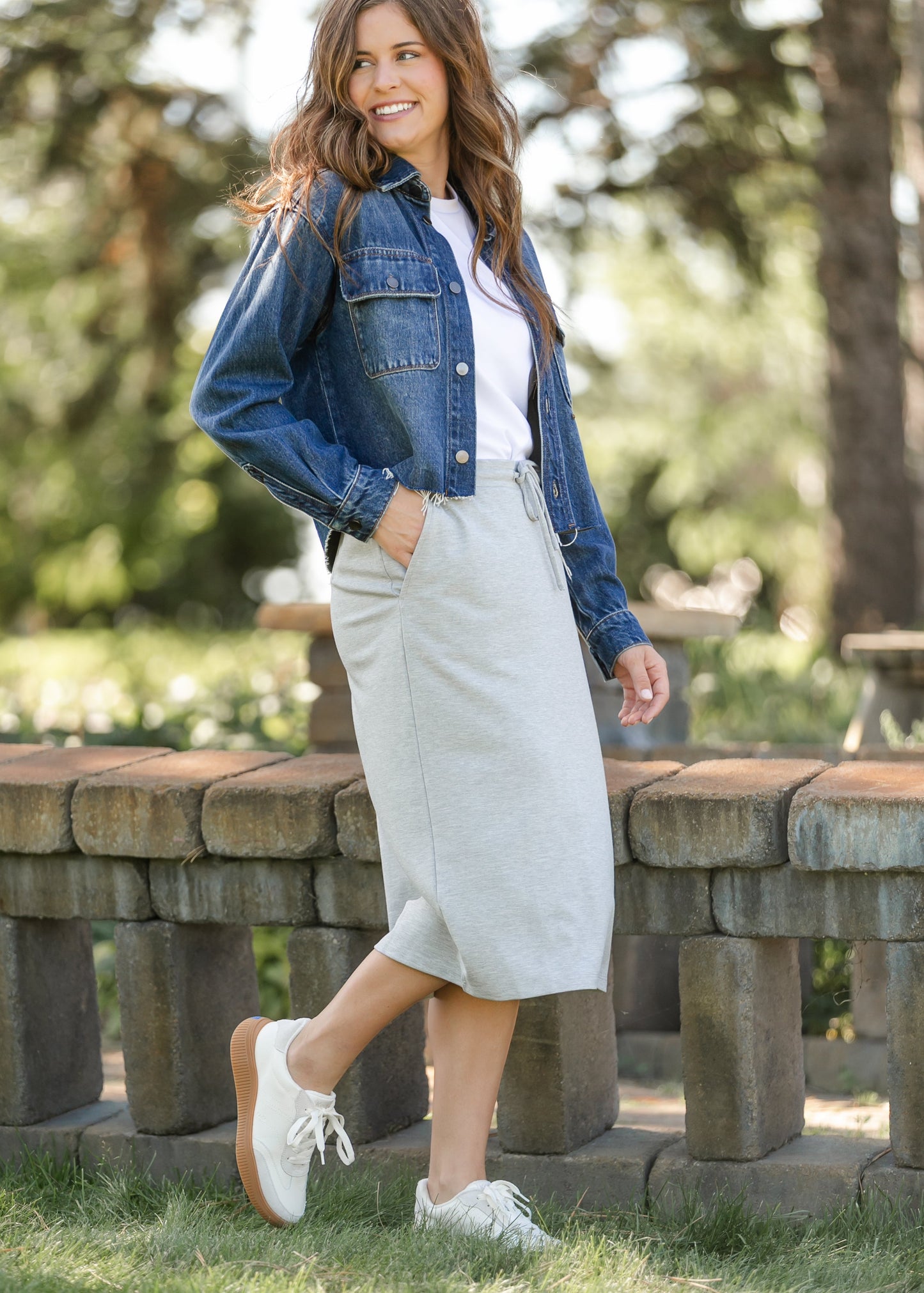 Jordan Knit Midi Skirt Heather Gray IC Skirts