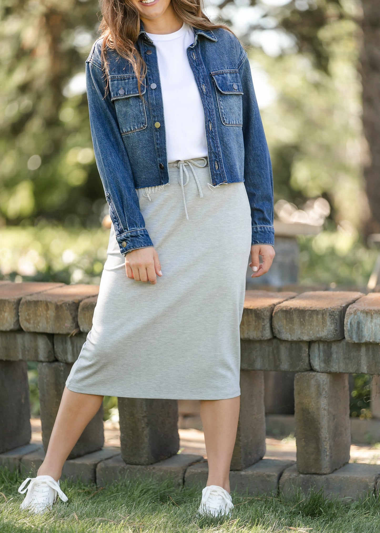 Jordan Knit Midi Skirt Heather Gray IC Skirts