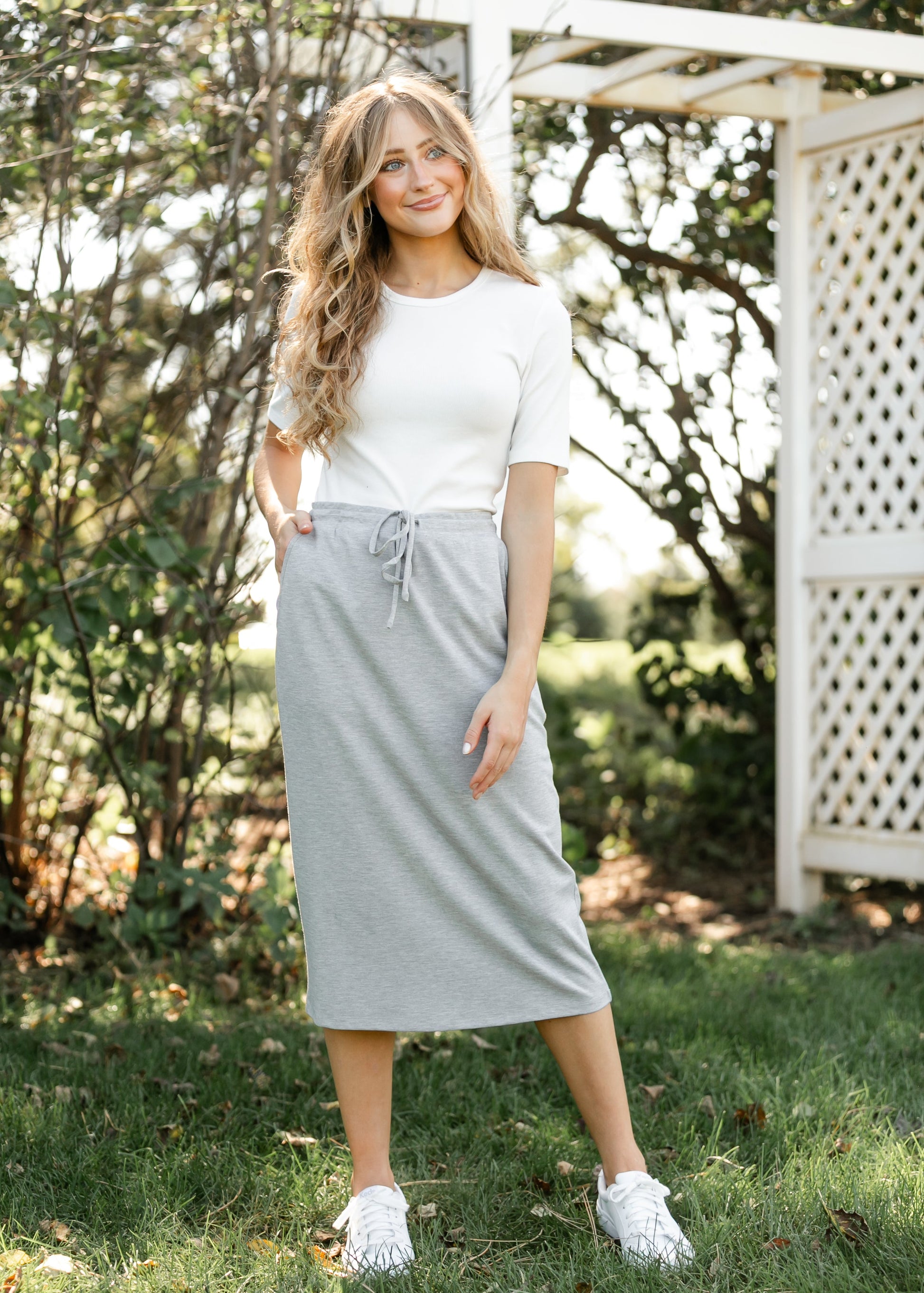 Jordan Knit Midi Skirt Heather Gray IC Skirts