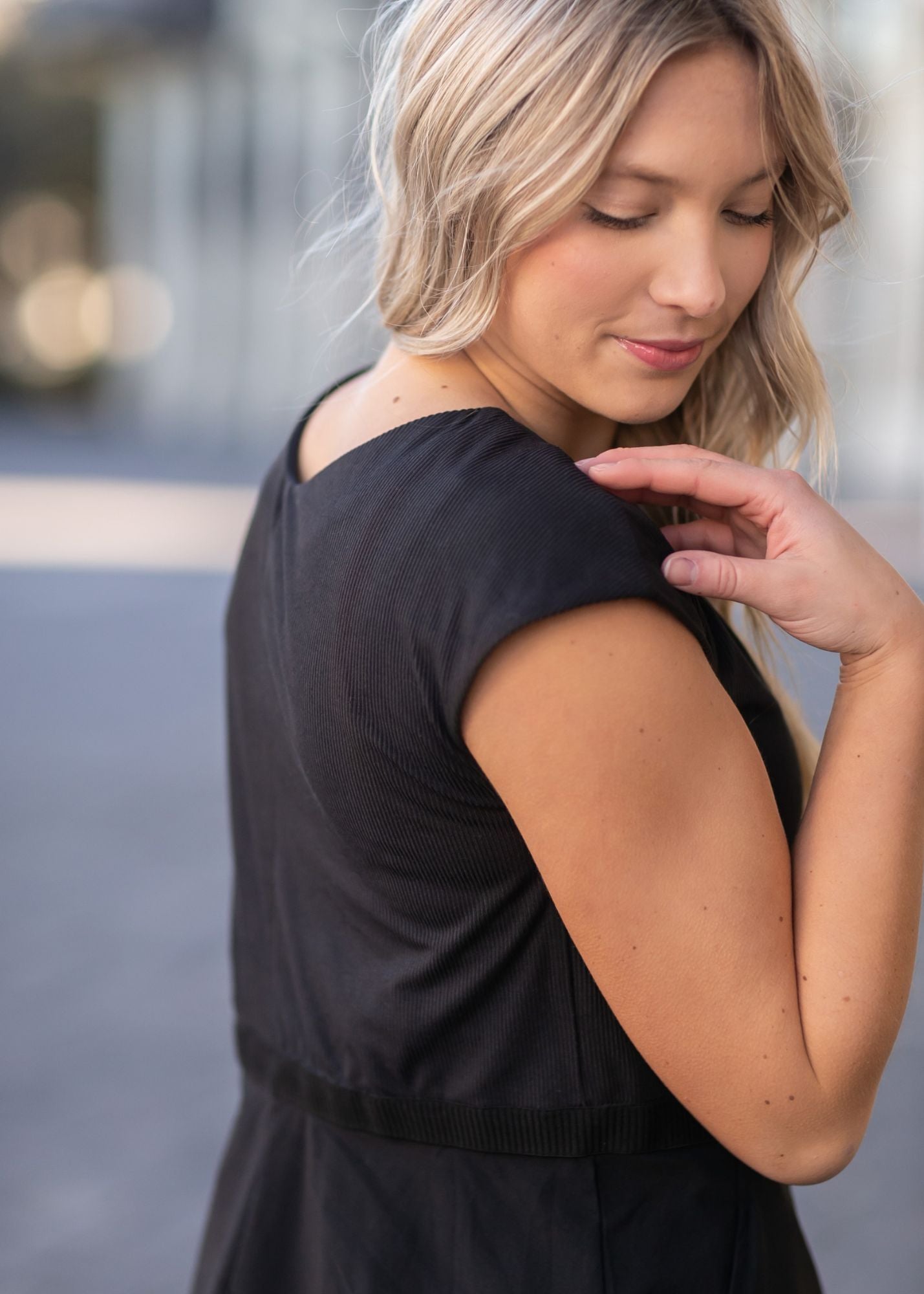 Kate Cap Sleeve Black Midi Dress IC Dresses