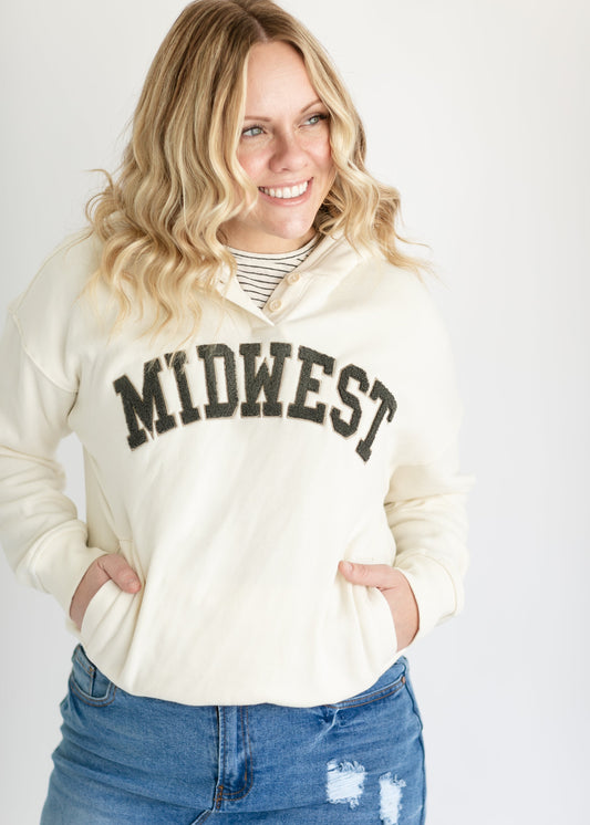 Katherine Midwest 1/4 Button Sweatshirt FF Layering Essentials