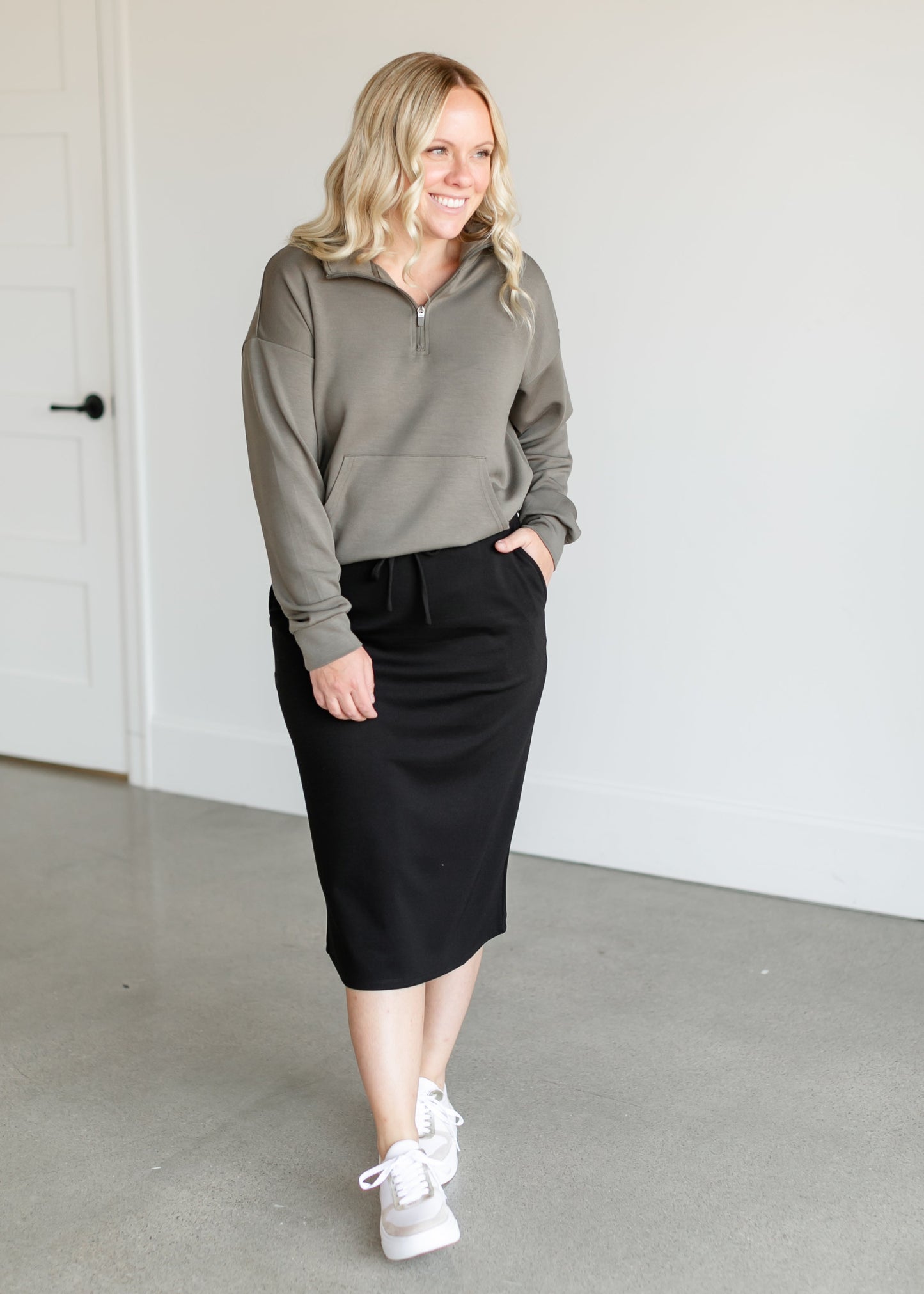 Keely Half Zip Long Sleeve Top FF Tops