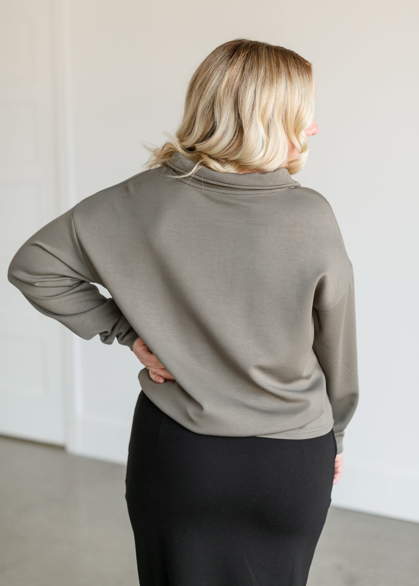 Keely Half Zip Long Sleeve Top FF Tops