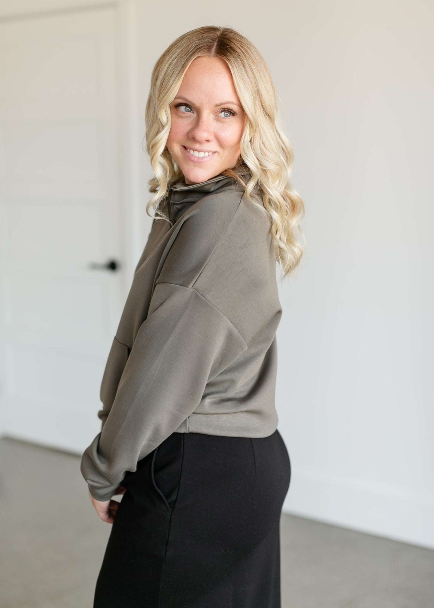 Keely Half Zip Long Sleeve Top FF Tops