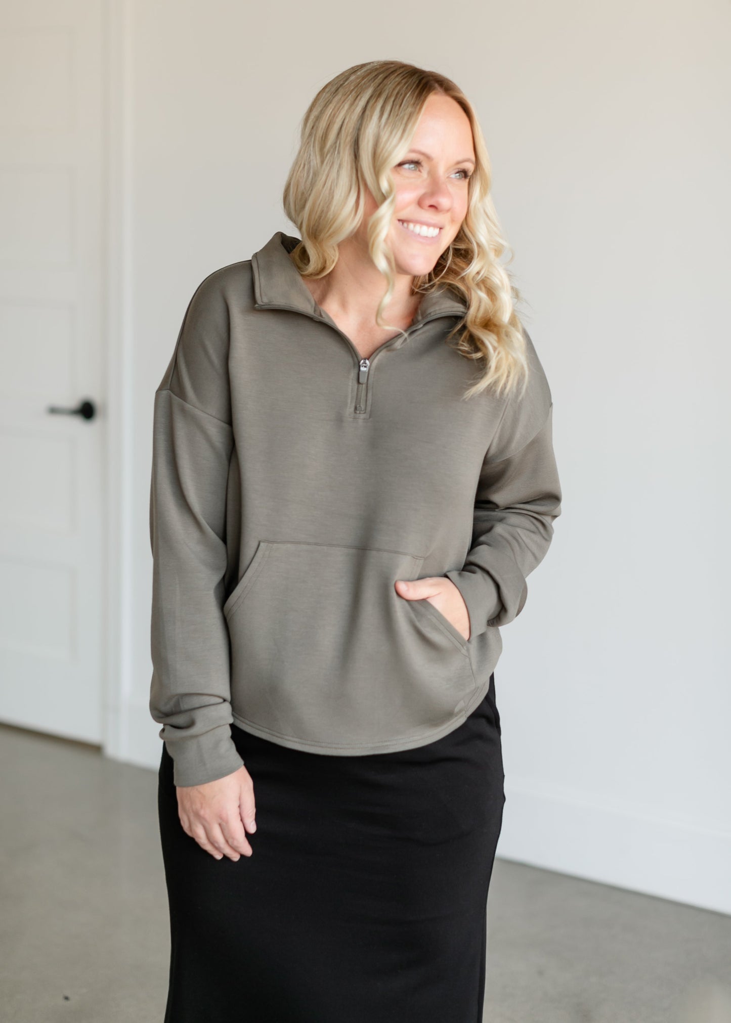 Keely Half Zip Long Sleeve Top FF Tops